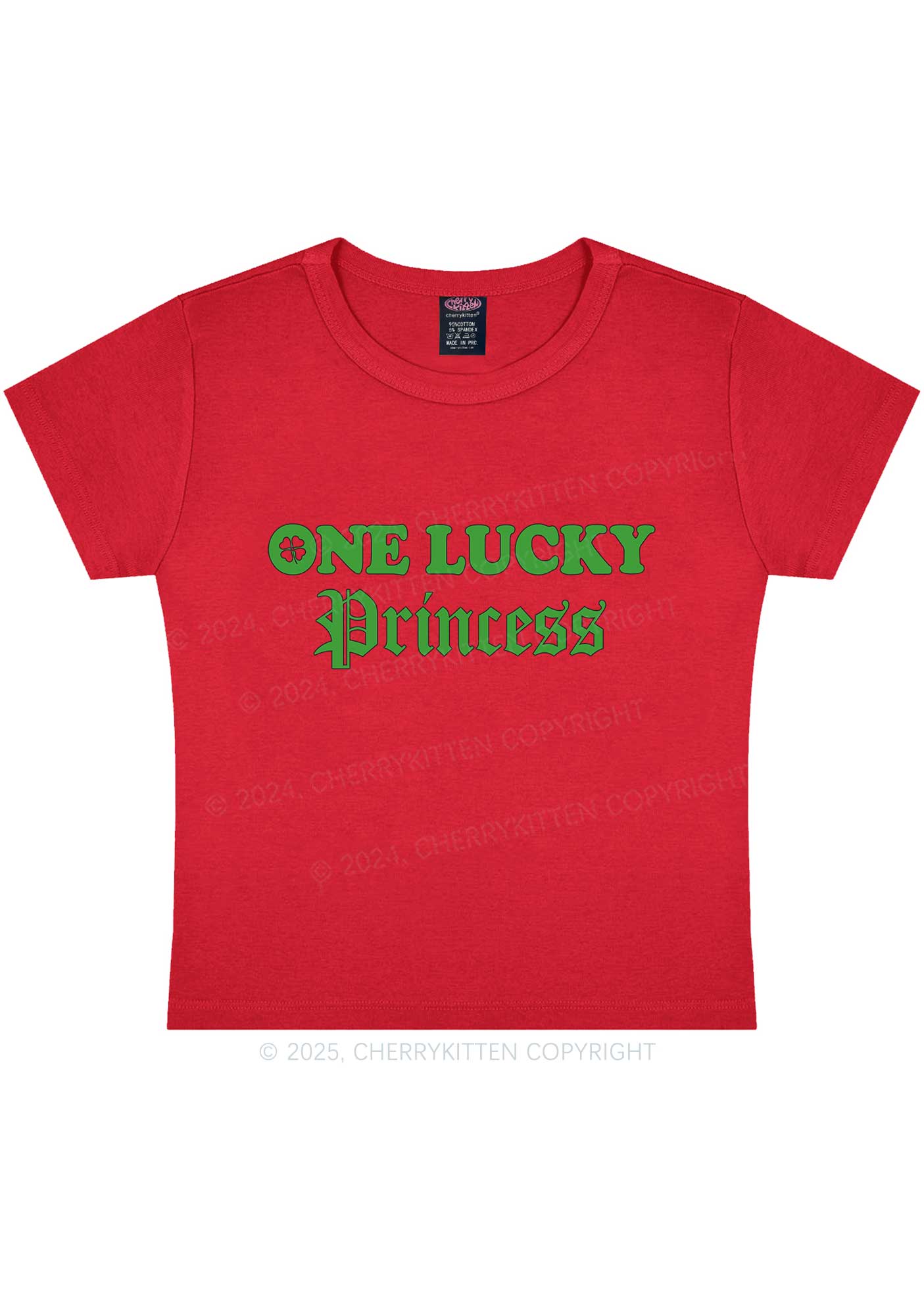 One Lucky Princess St Patricks Y2K Baby Tee Cherrykitten - Image 10