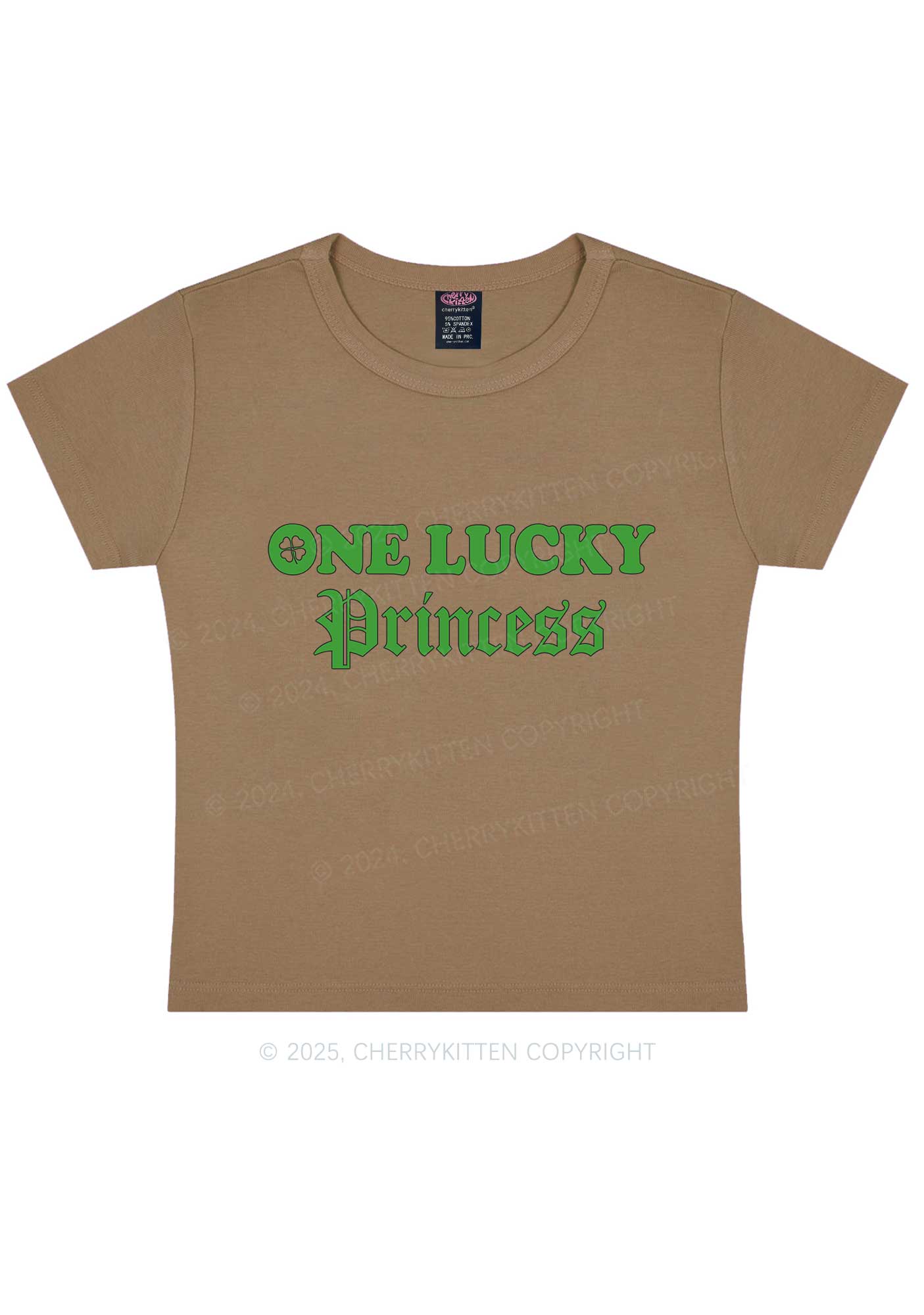 One Lucky Princess St Patricks Y2K Baby Tee Cherrykitten - Image 11