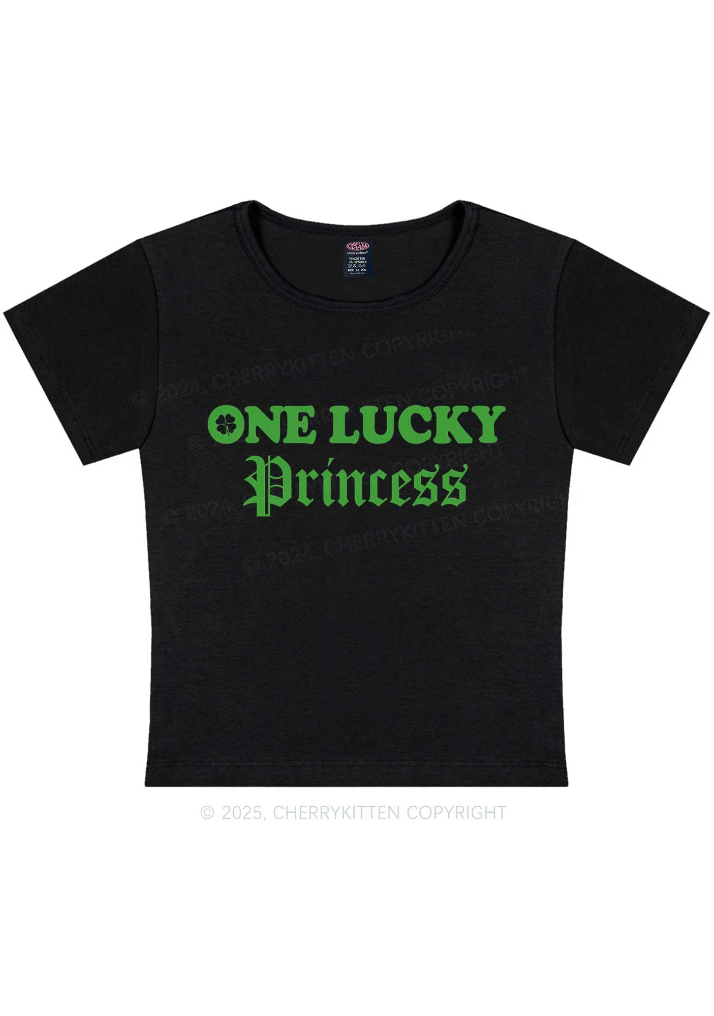 One Lucky Princess St Patricks Y2K Baby Tee Cherrykitten - Image 3
