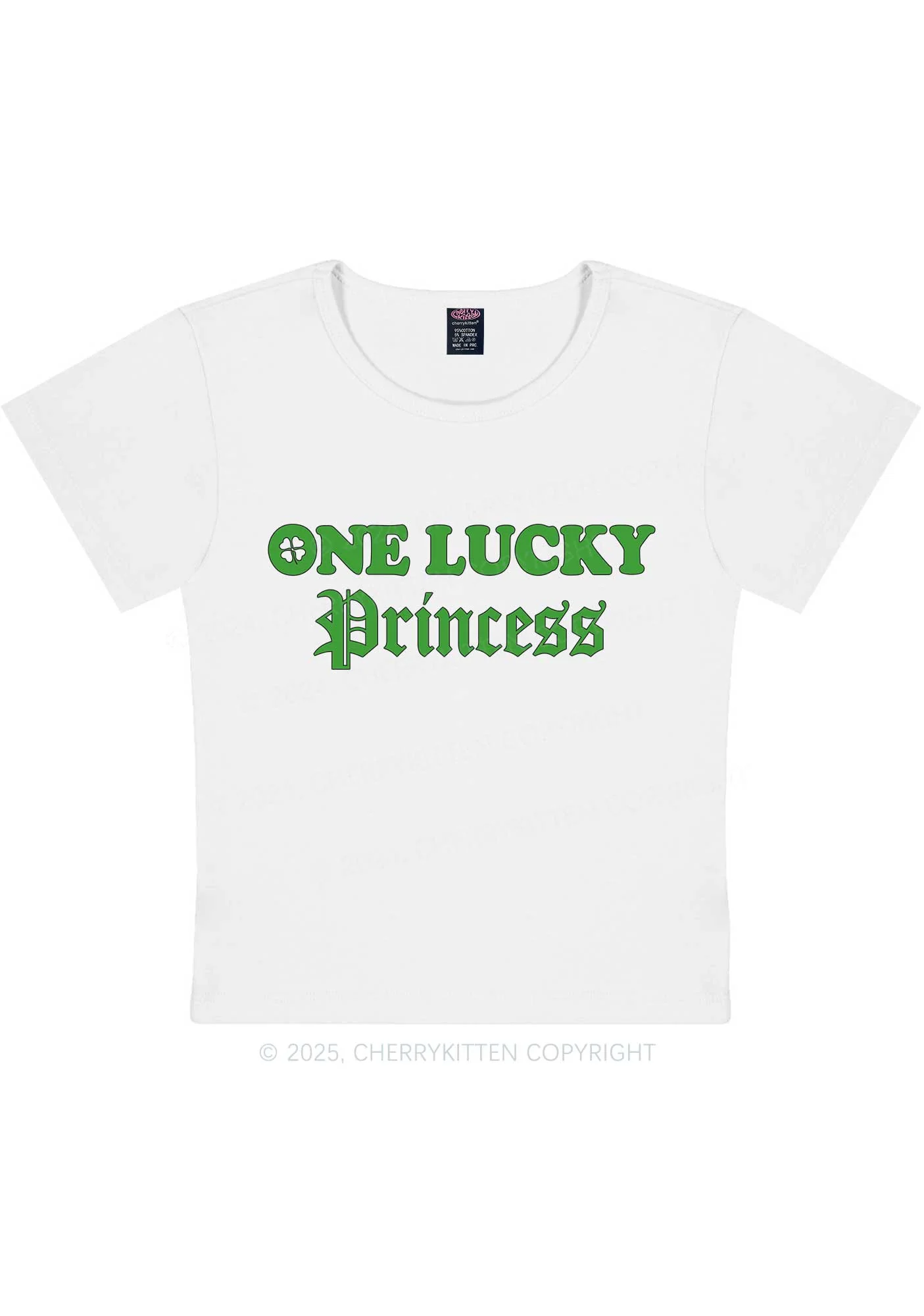 One Lucky Princess St Patricks Y2K Baby Tee Cherrykitten - Image 4