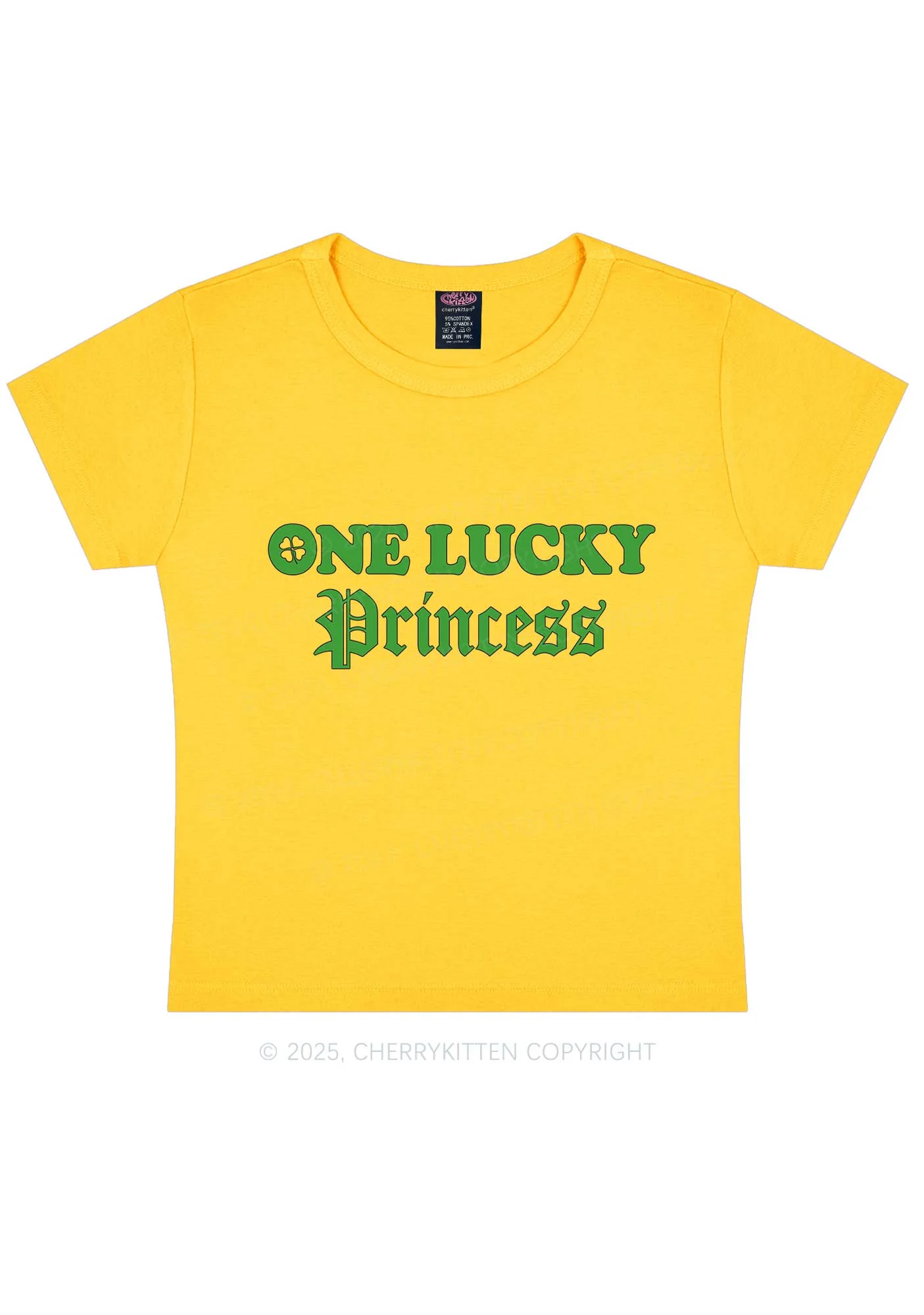 One Lucky Princess St Patricks Y2K Baby Tee Cherrykitten - Image 5