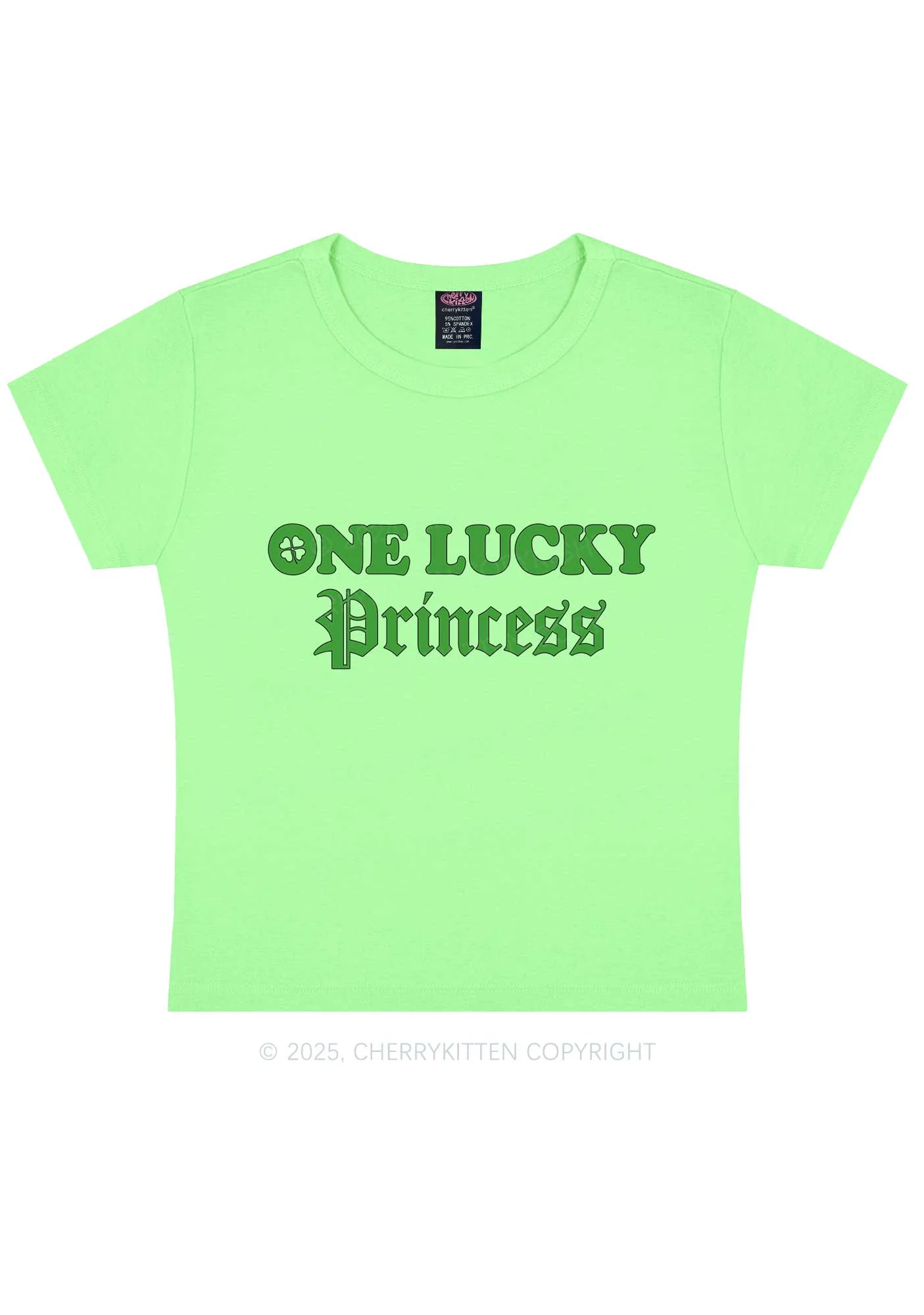 One Lucky Princess St Patricks Y2K Baby Tee Cherrykitten - Image 7