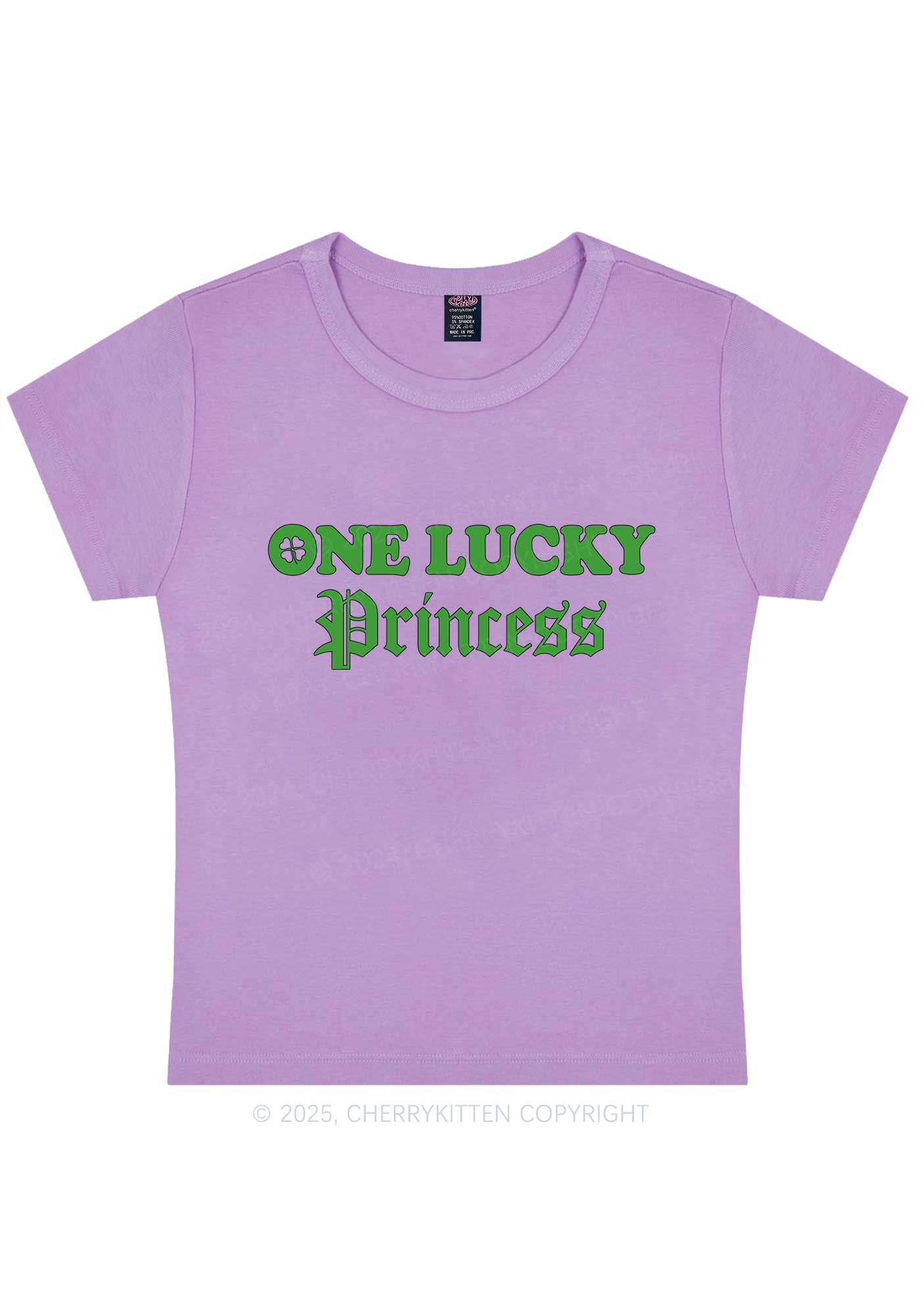 One Lucky Princess St Patricks Y2K Baby Tee Cherrykitten - Image 8
