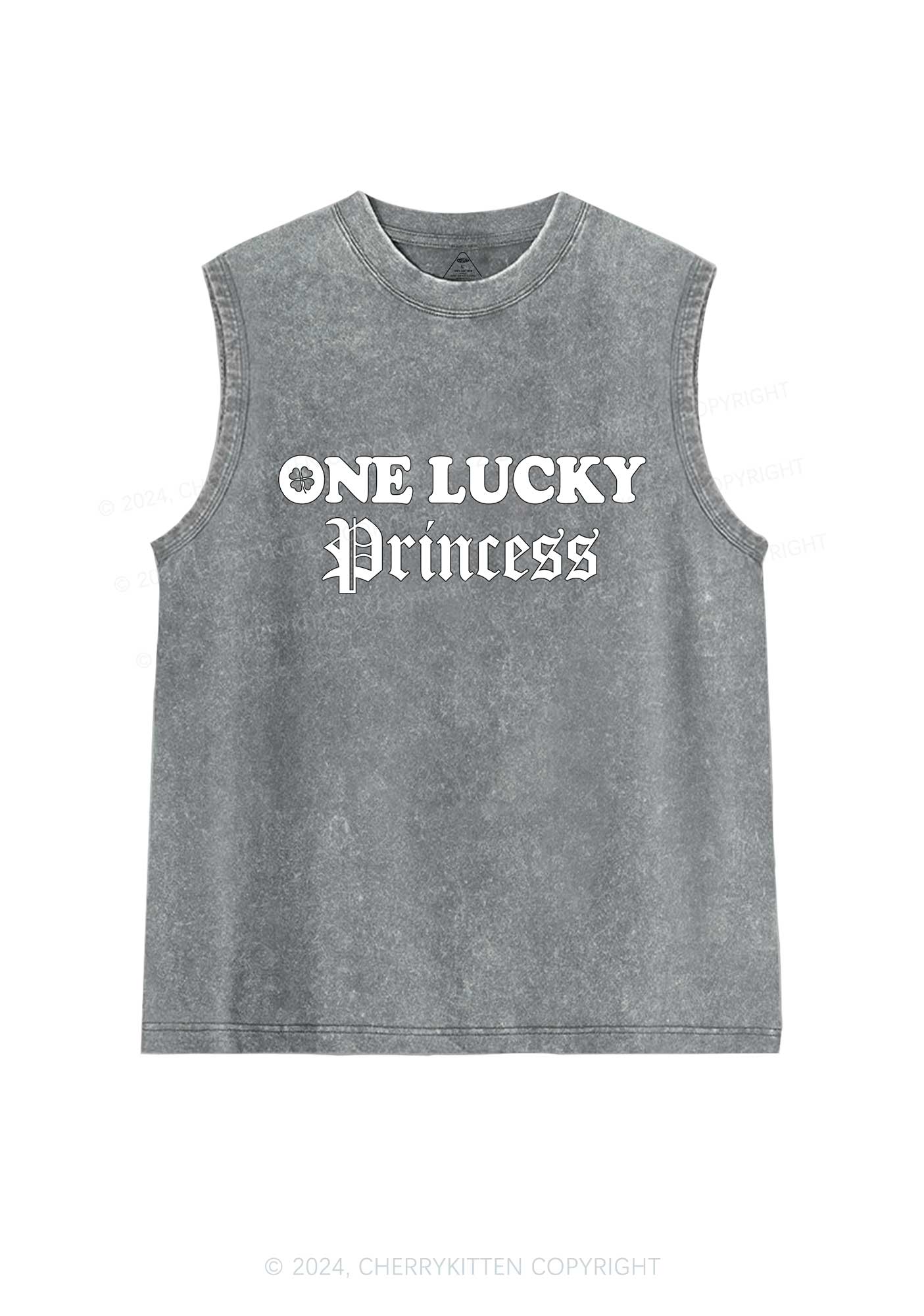 One Lucky Princess St Patricks Y2K Washed Tank Cherrykitten - Image 5