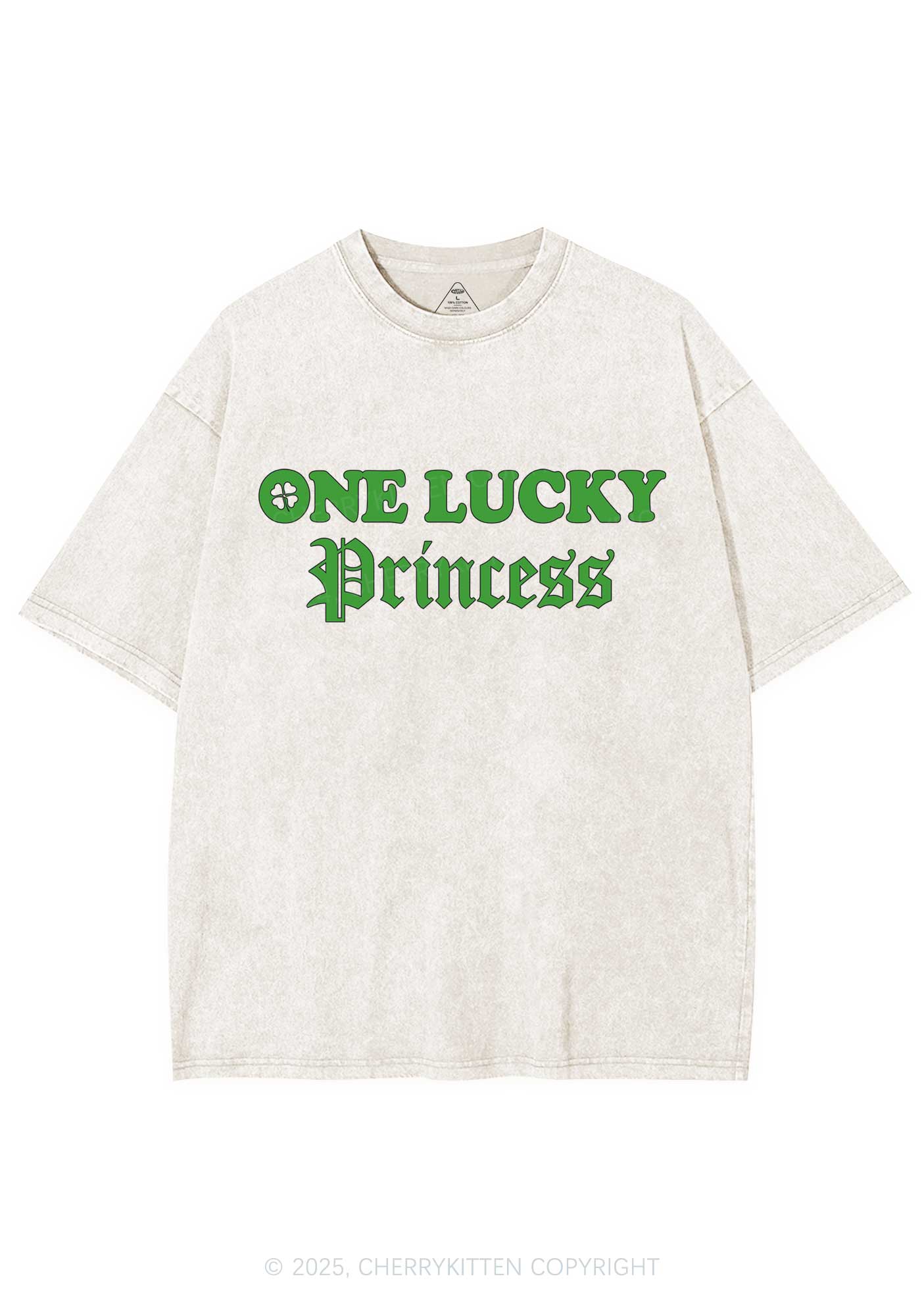 One Lucky Princess St Patricks Y2K Washed Tee Cherrykitten - Image 5