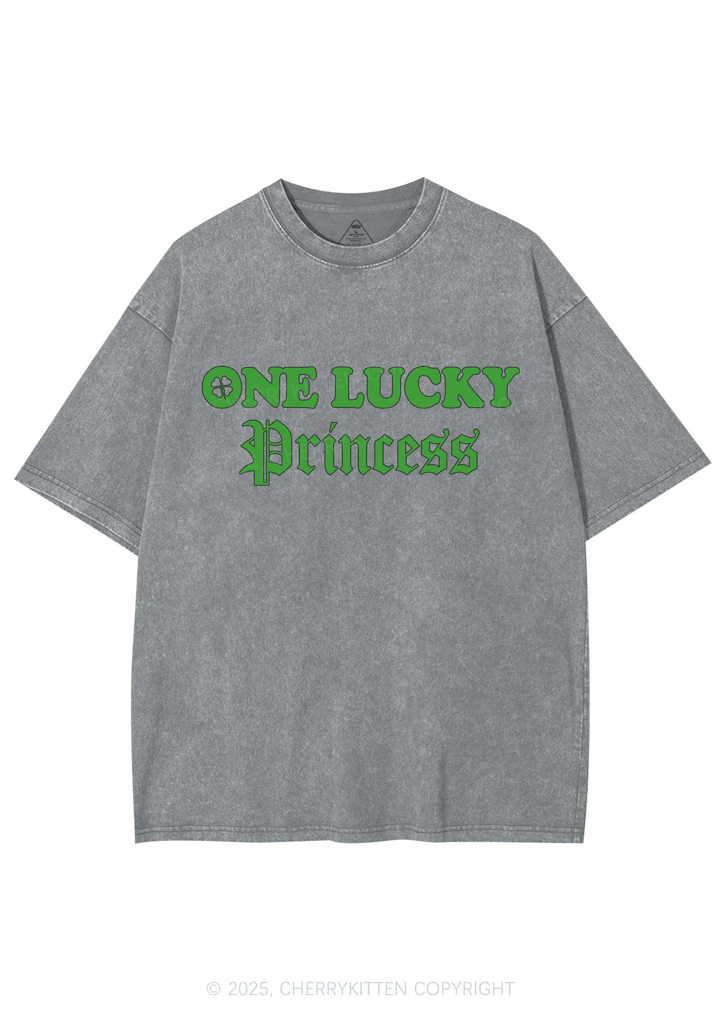 One Lucky Princess St Patricks Y2K Washed Tee Cherrykitten - Image 8