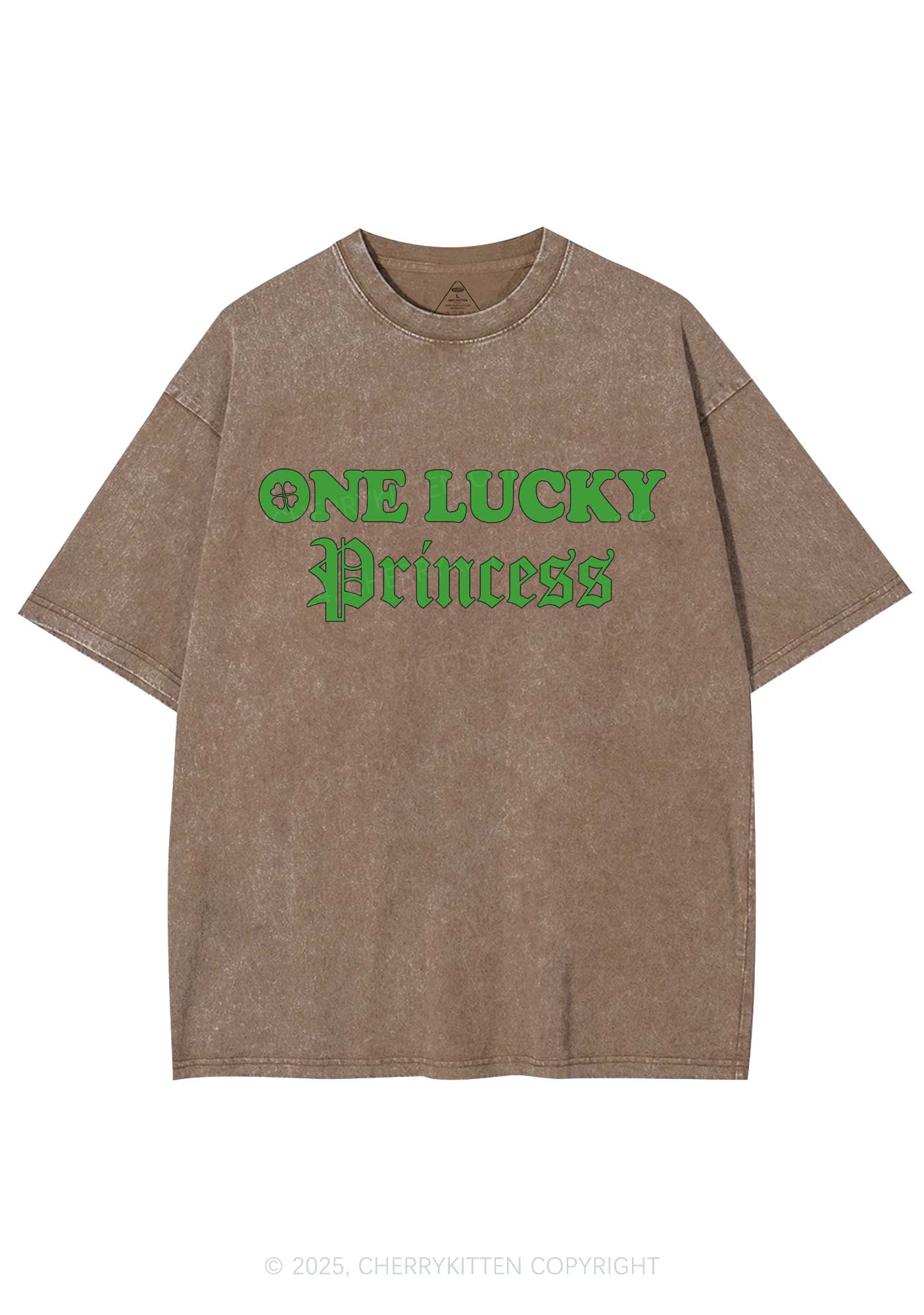 One Lucky Princess St Patricks Y2K Washed Tee Cherrykitten - Image 9