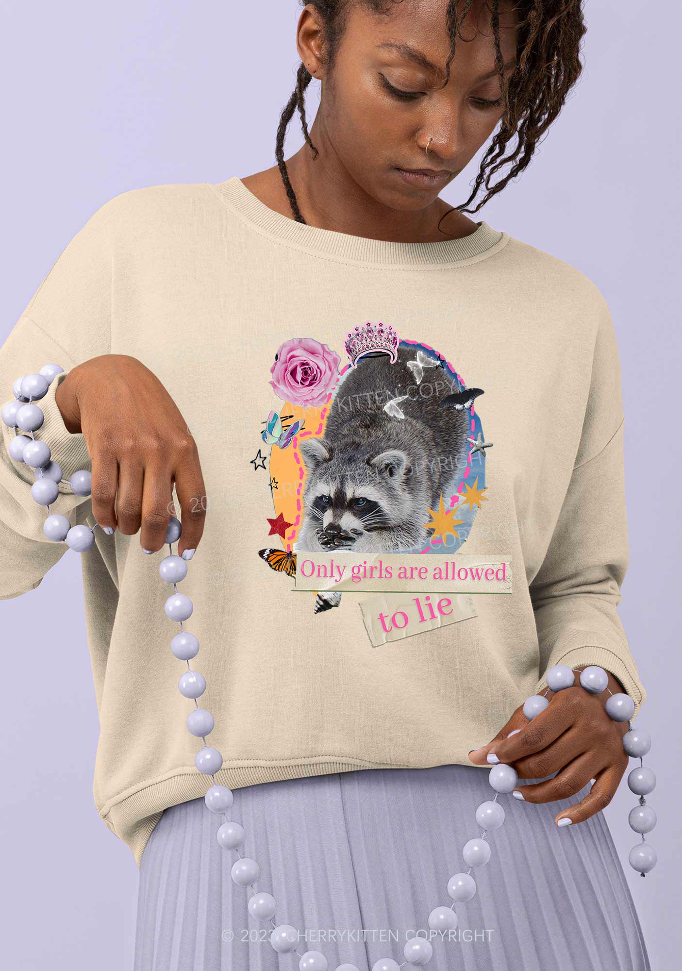 Only Girls Are Allowed To Lie Y2K Sweatshirt Cherrykitten - Image 2