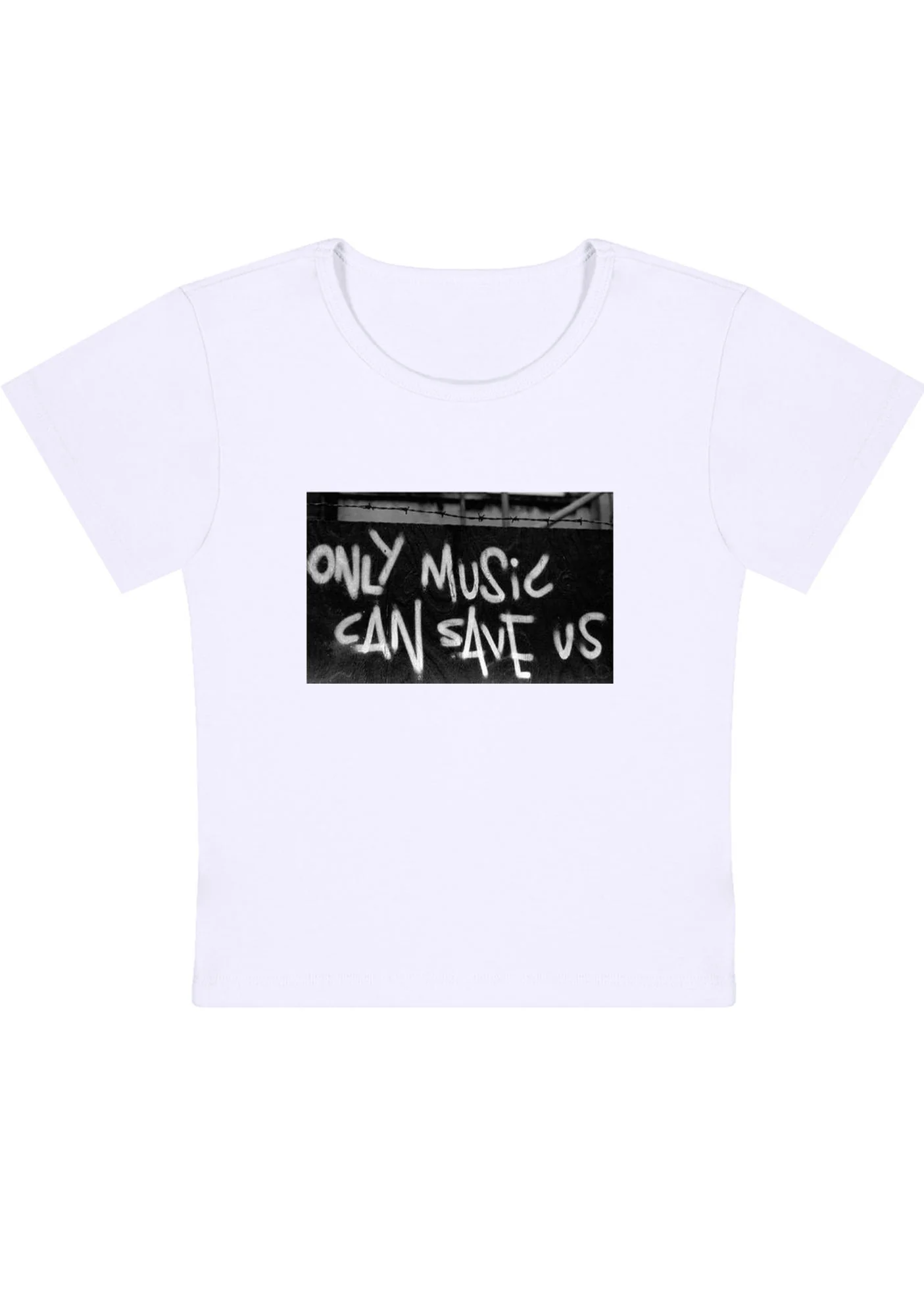 Only Music Can Save Us Y2K Baby Tee - Image 3
