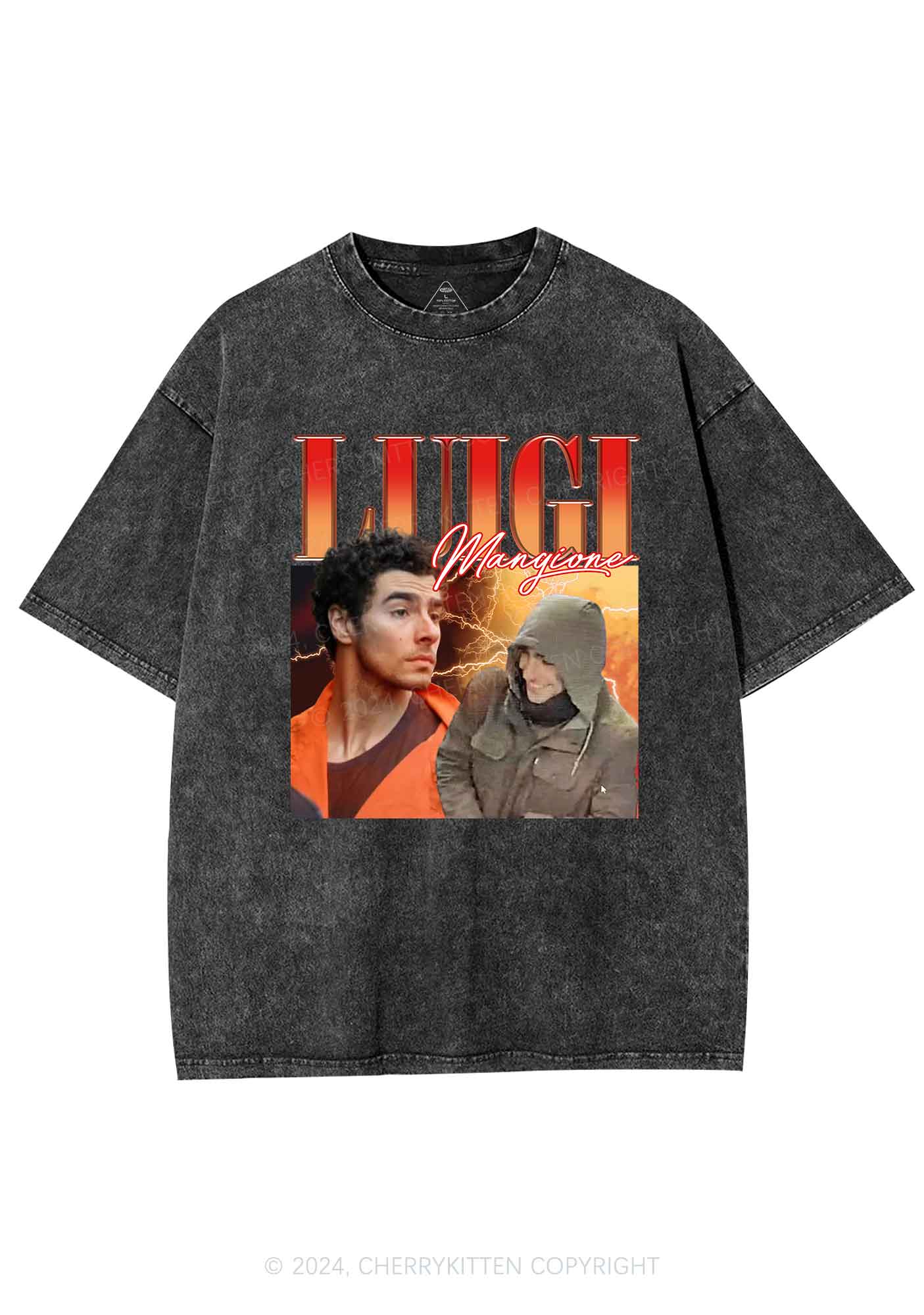 Orange Luigi Y2K Washed Tee Cherrykitten - Image 4