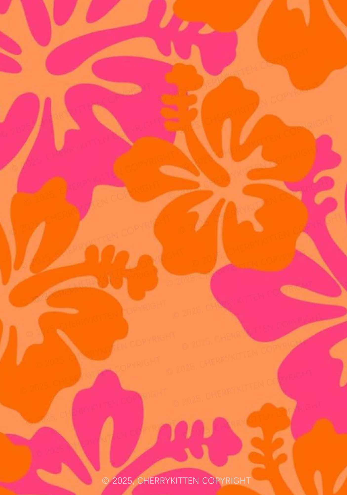 Orange Pink Floral Y2K Print Bikini Set Cherrykitten - Image 2