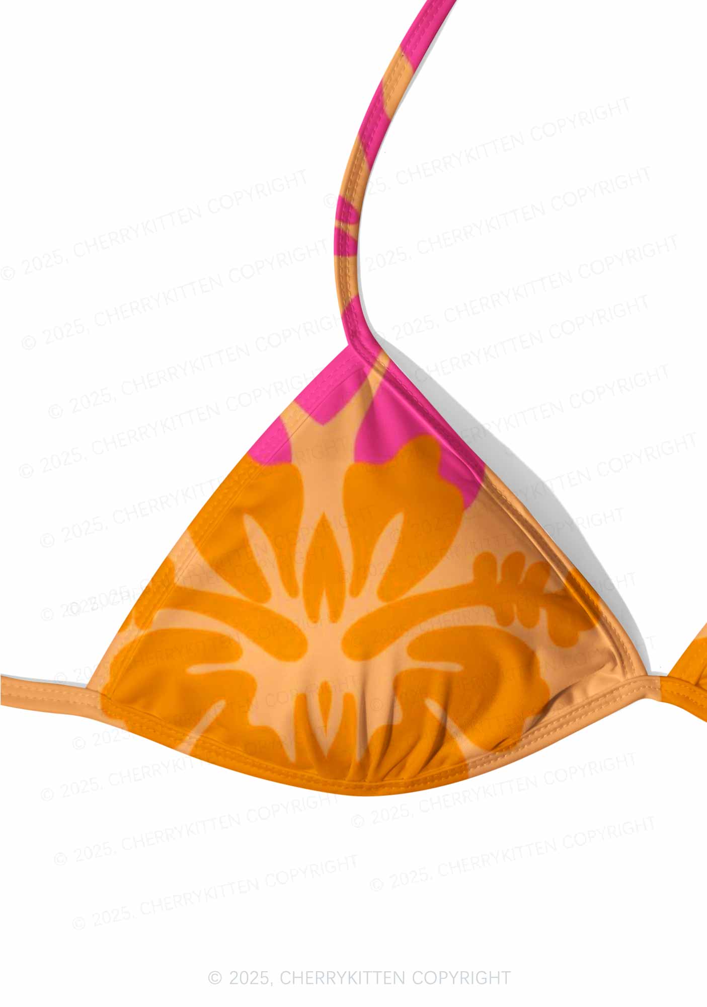 Orange Pink Floral Y2K Print Bikini Set Cherrykitten - Image 4