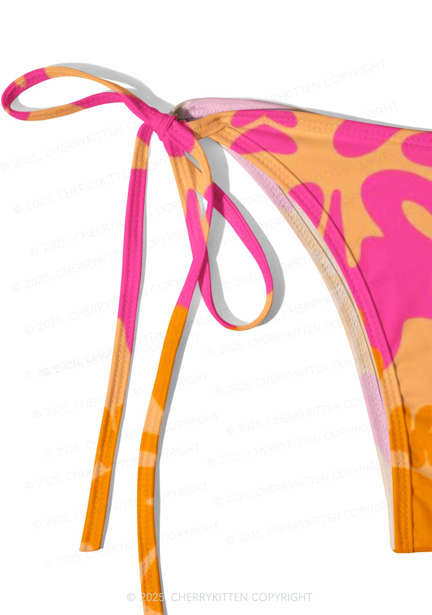 Orange Pink Floral Y2K Print Bikini Set Cherrykitten - Image 5