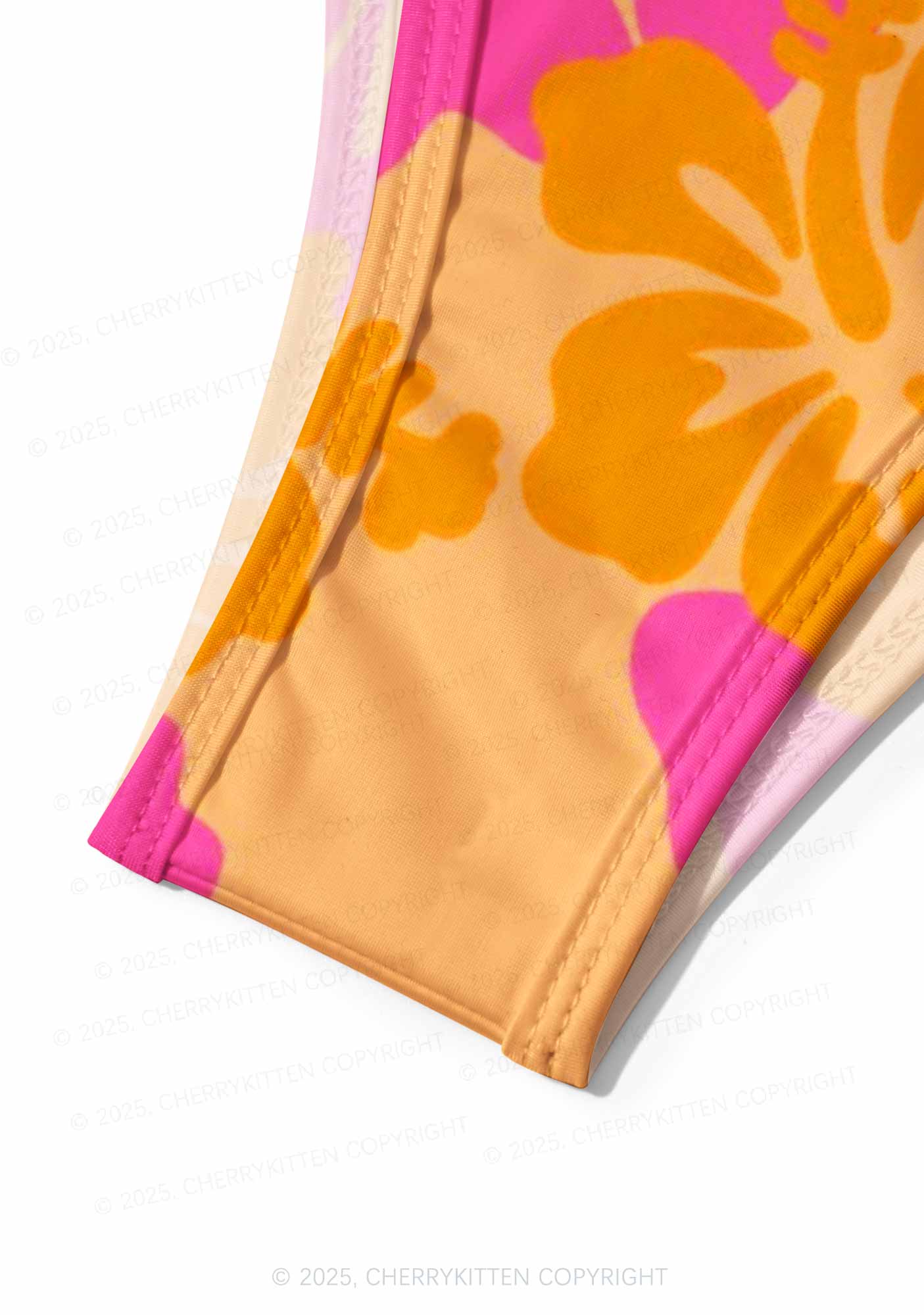 Orange Pink Floral Y2K Print Bikini Set Cherrykitten - Image 6