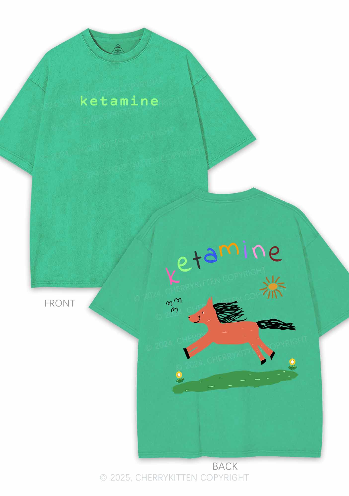 Orange Pony Two Sides Y2K Shirts Washed Tee Cherrykitten - Image 9