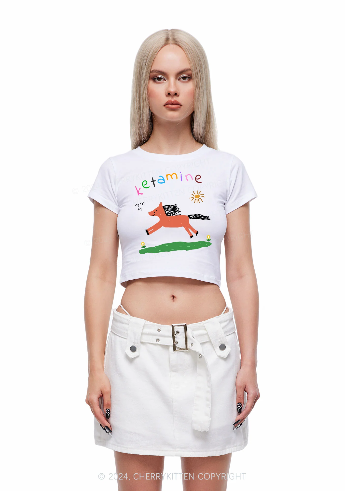 Orange Pony Y2K Baby Tee - Image 3