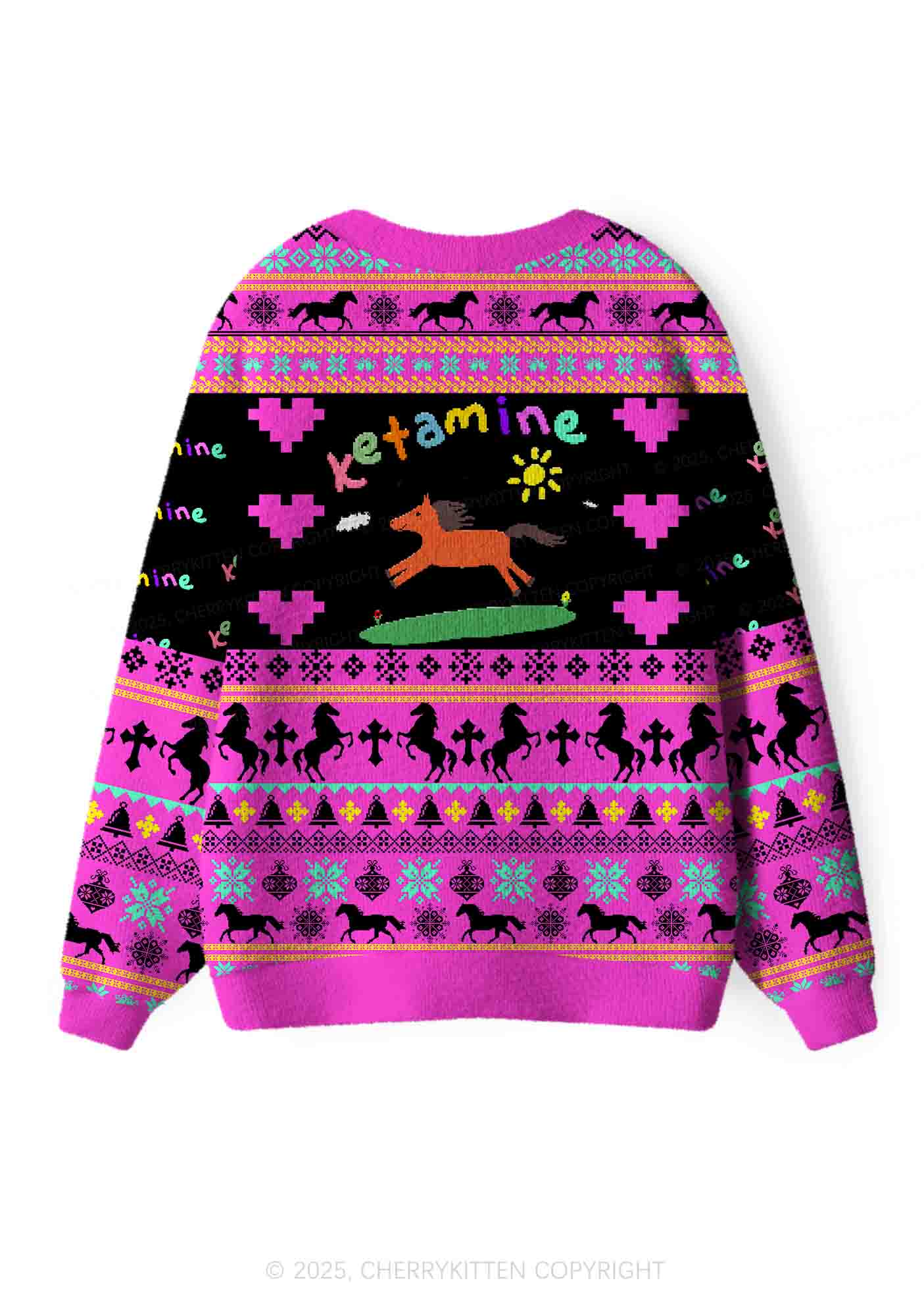 Orange Pony Y2K Christmas Cardigan Knit Sweatshirt Cherrykitten - Image 2