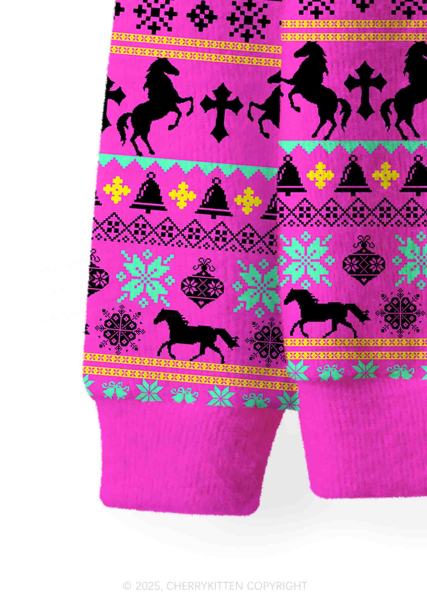 Orange Pony Y2K Christmas Cardigan Knit Sweatshirt Cherrykitten - Image 4