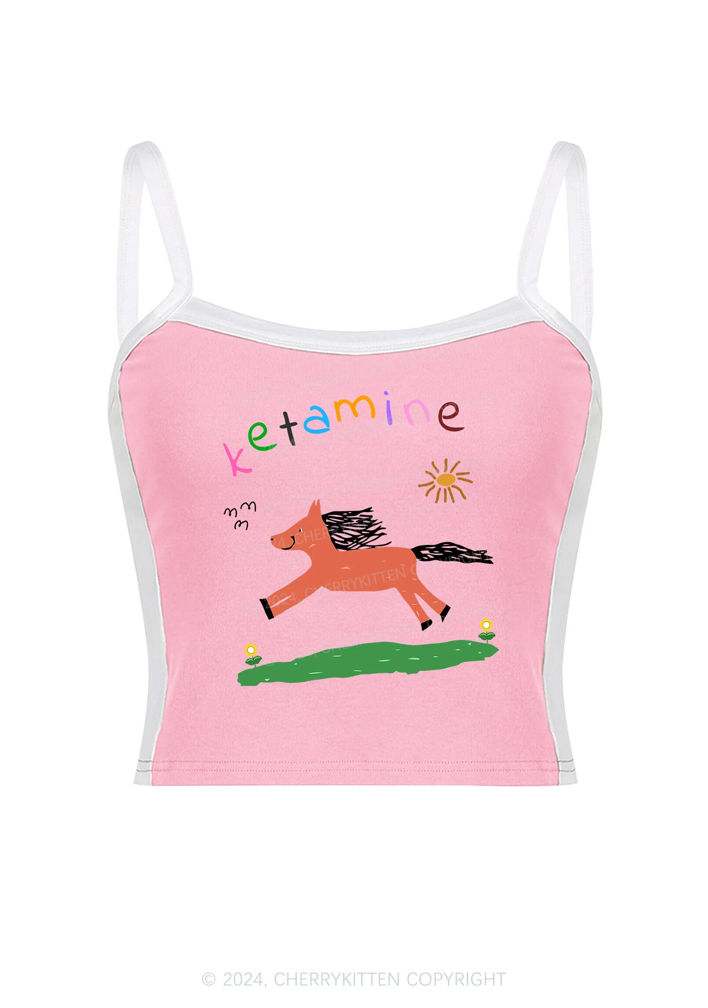 Orange Pony Y2K Color Block Crop Cami Top Cherrykitten - Image 3