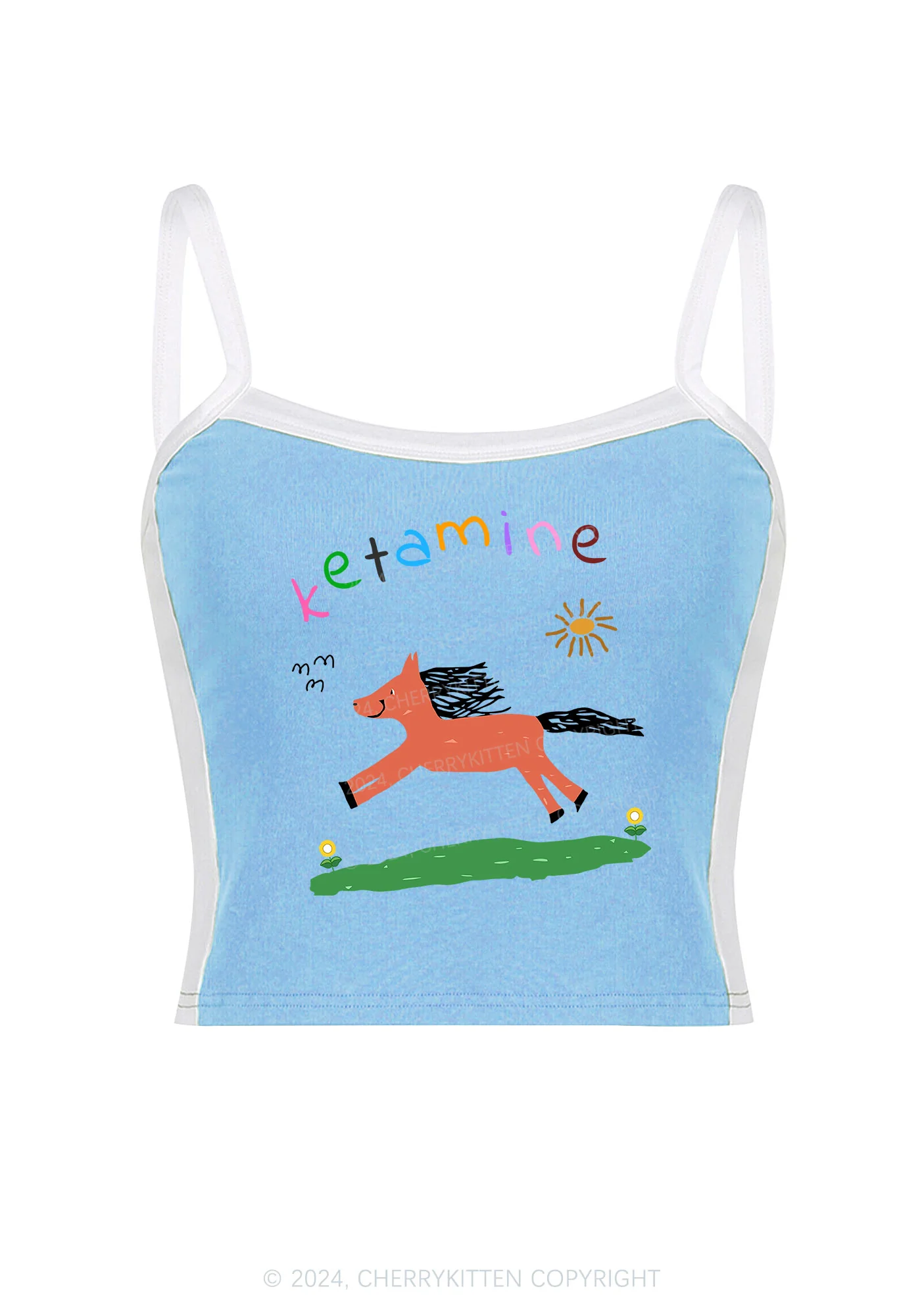 Orange Pony Y2K Color Block Crop Cami Top Cherrykitten - Image 4