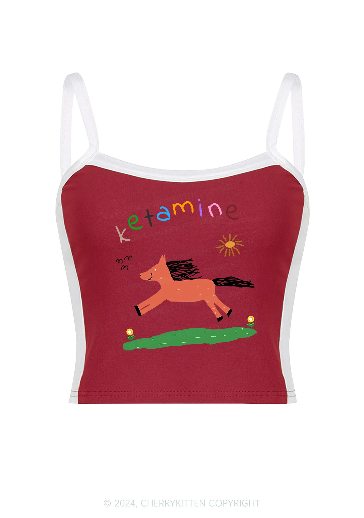 Orange Pony Y2K Color Block Crop Cami Top Cherrykitten - Image 5