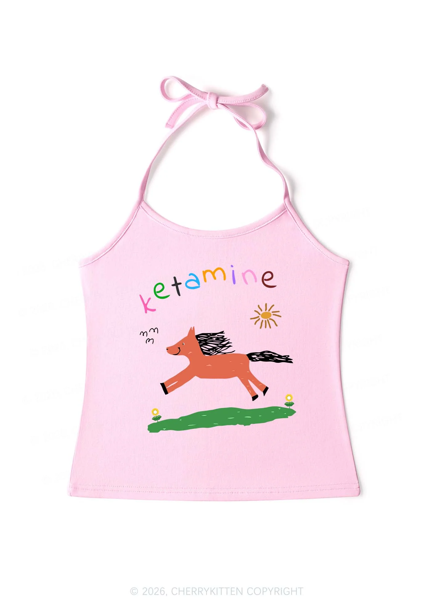 Orange Pony Y2K Halter Neck Cami Cherrykitten - Image 3