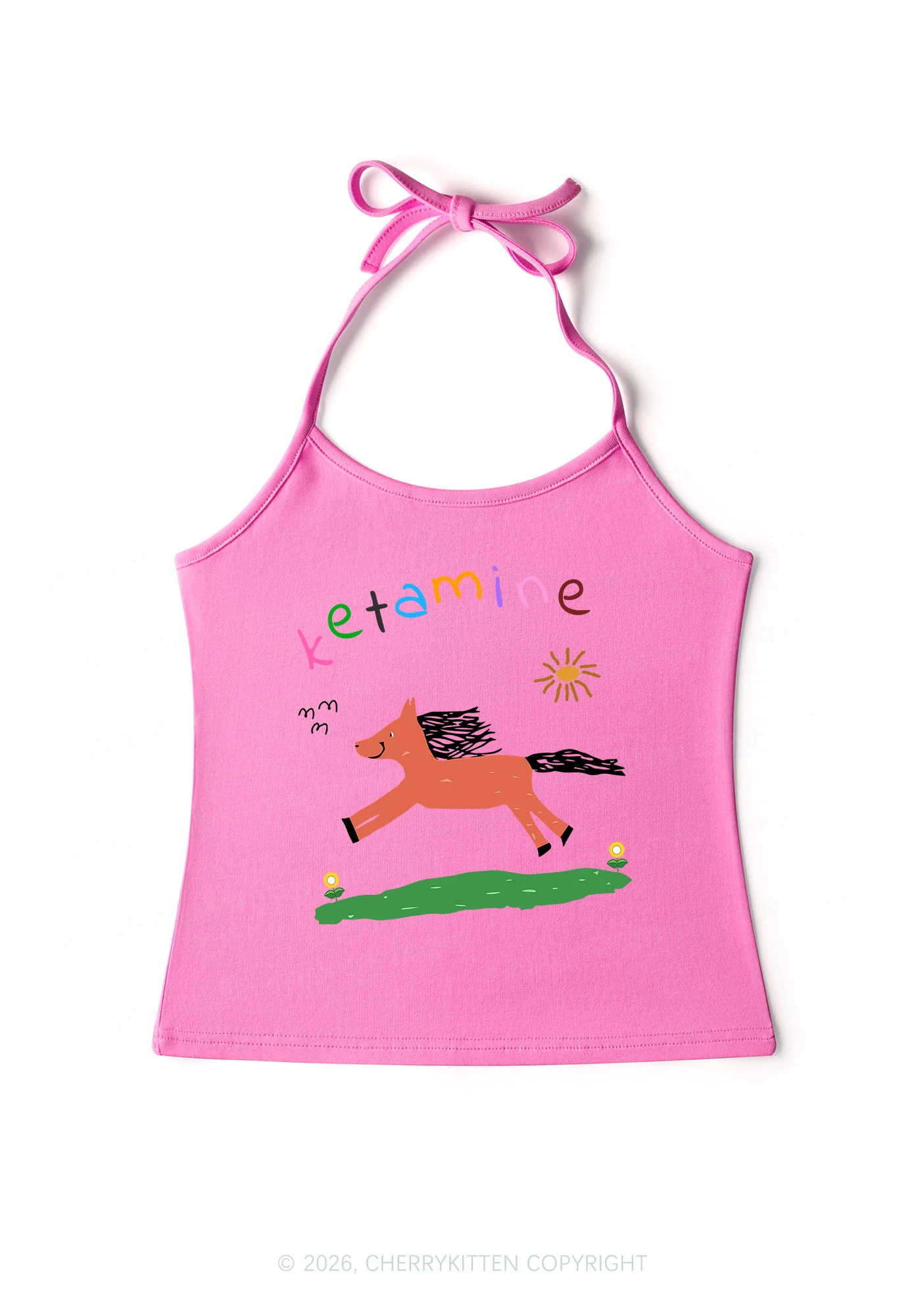 Orange Pony Y2K Halter Neck Cami Cherrykitten - Image 5