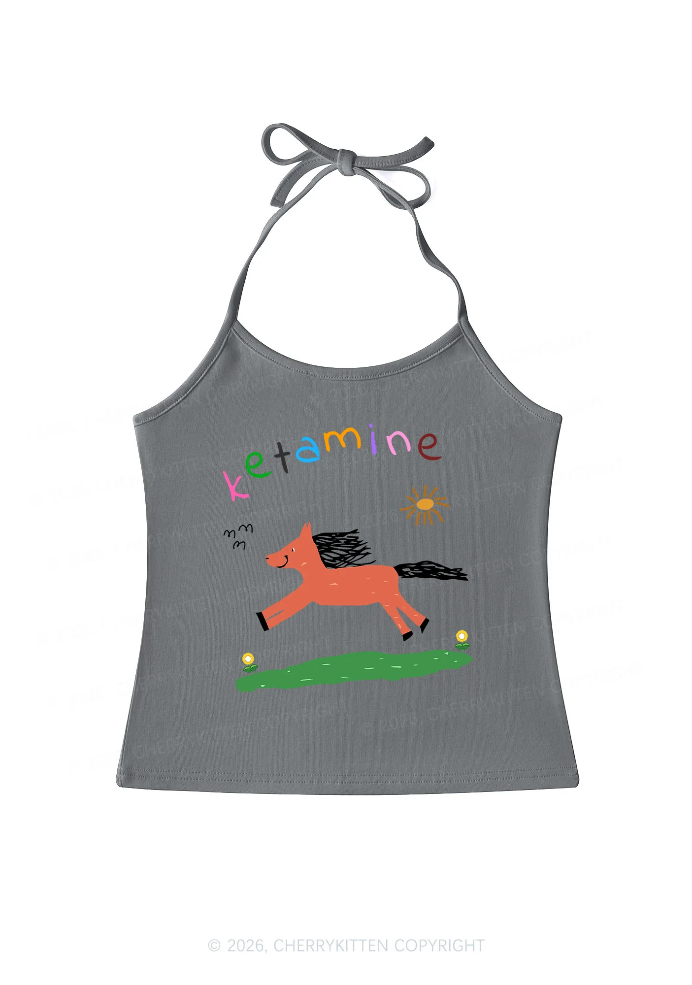 Orange Pony Y2K Halter Neck Cami Cherrykitten - Image 7