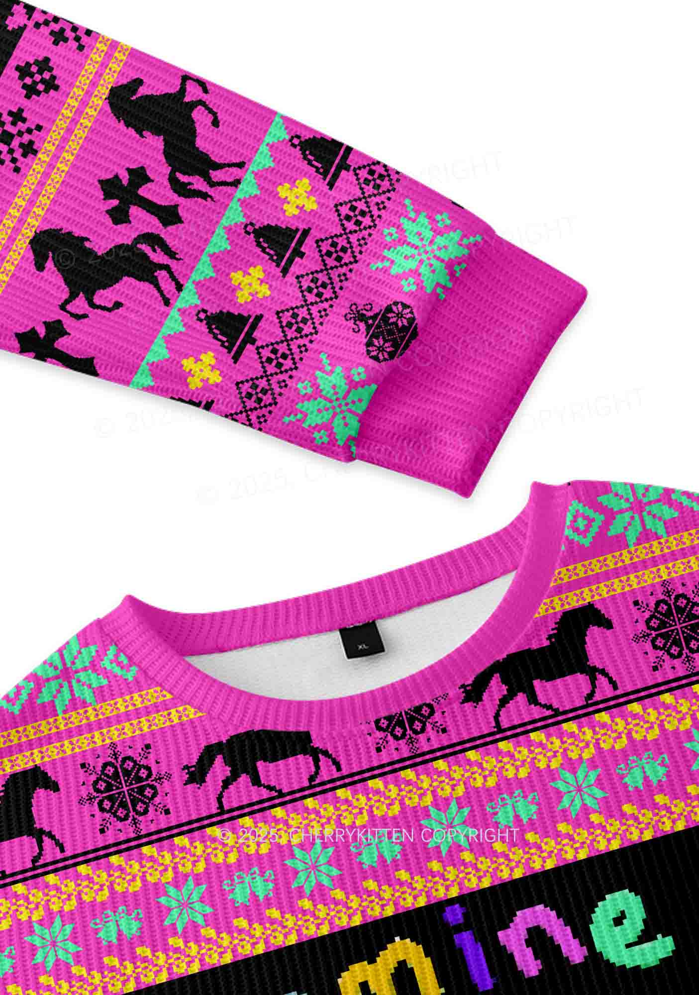 Orange Pony Y2K Christmas Knit Sweatshirt Cherrykitten - Image 3