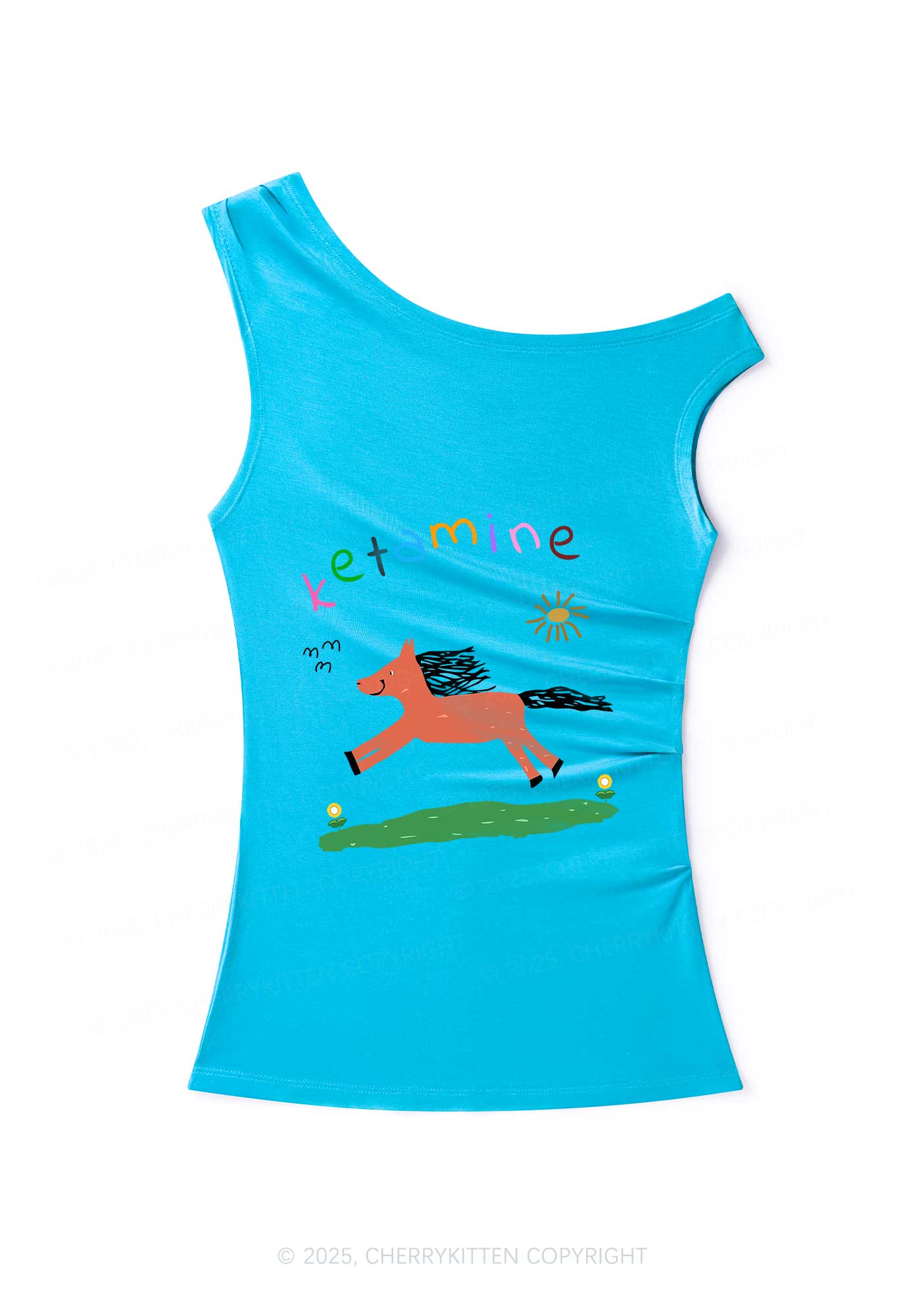 Orange Pony Y2K Off Shoulder Tank Top Cherrykitten - Image 2
