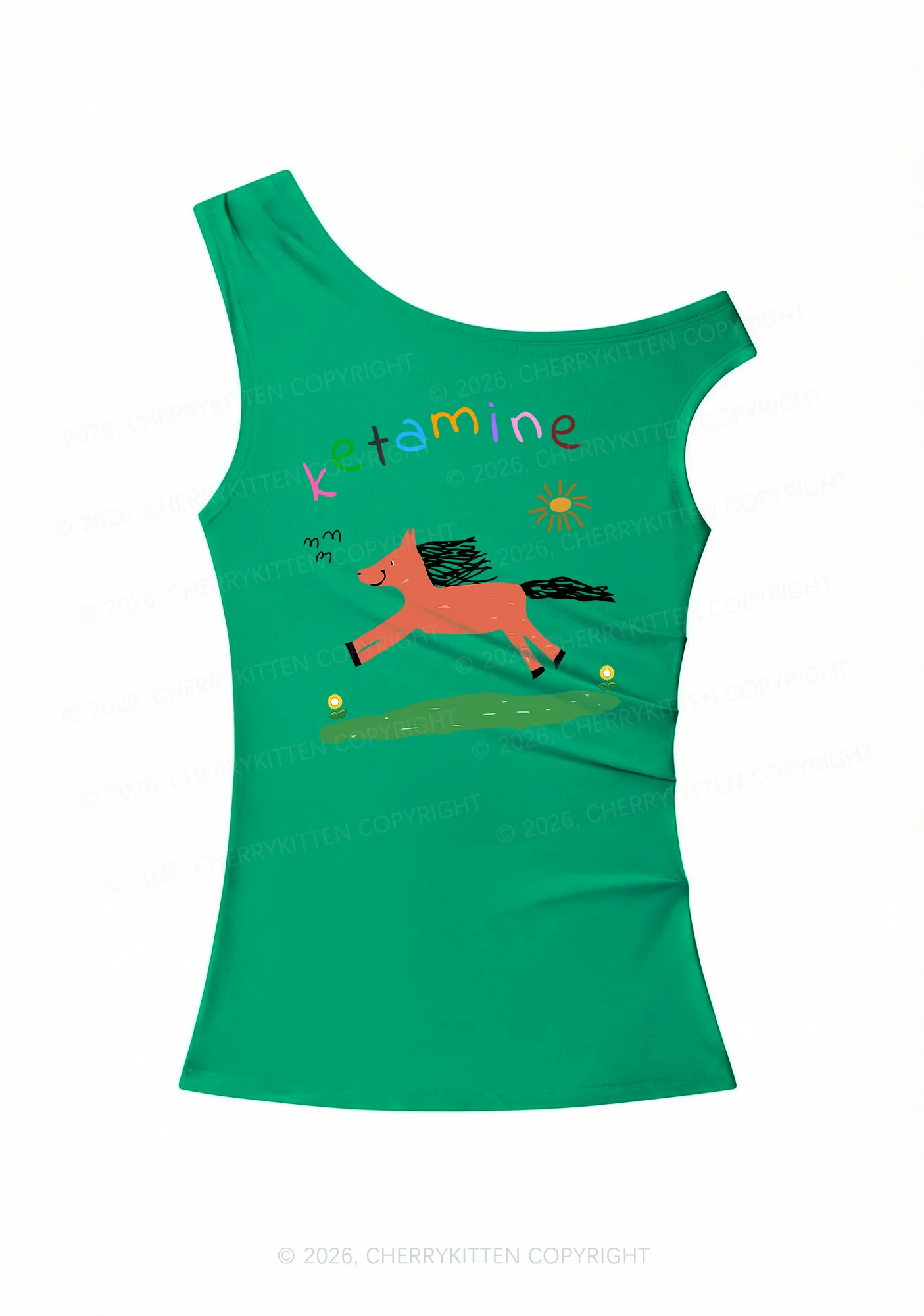 Orange Pony Y2K Off Shoulder Tank Top Cherrykitten - Image 3