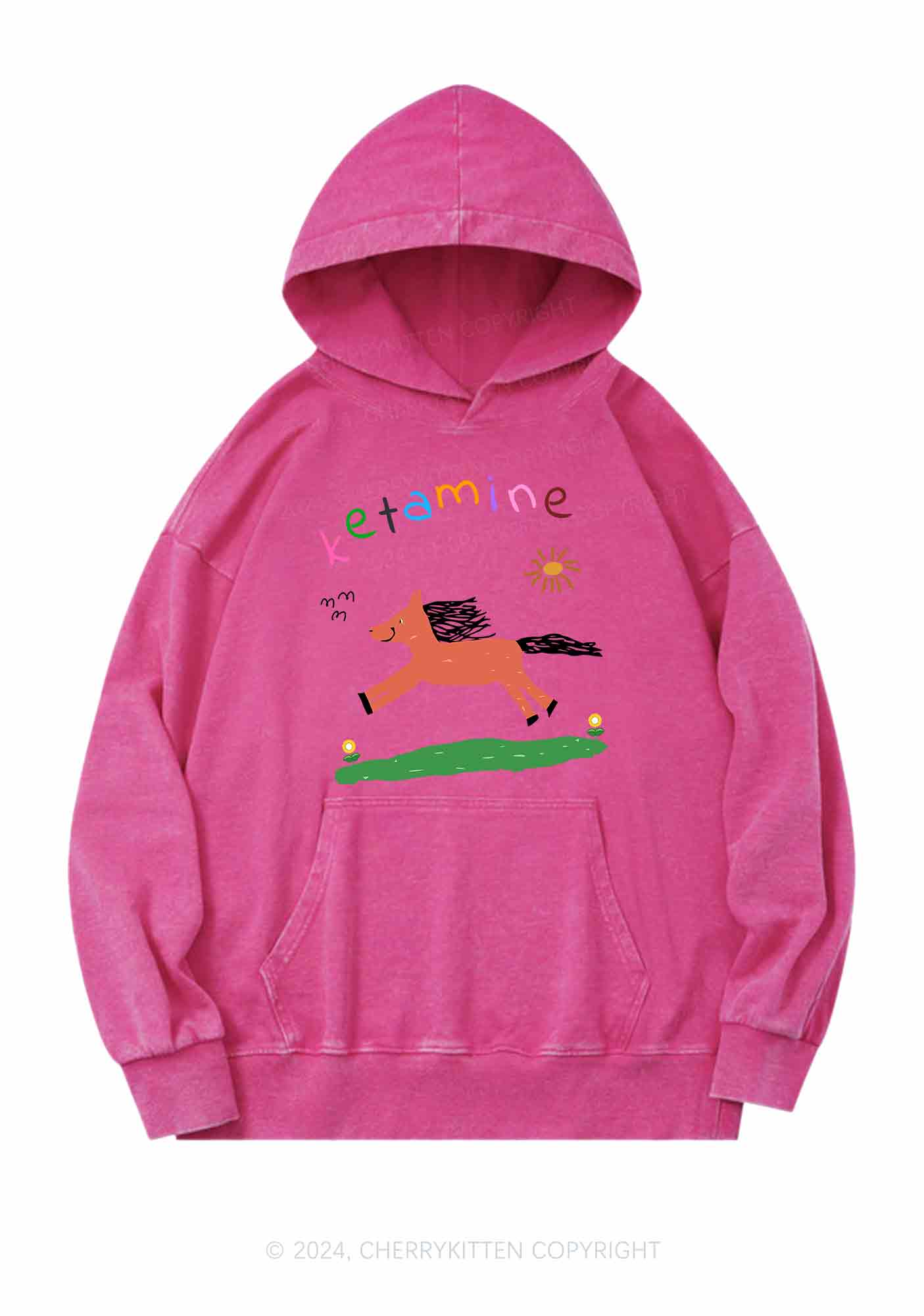 Orange Pony Y2K Washed Hoodie Cherrykitten - Image 3