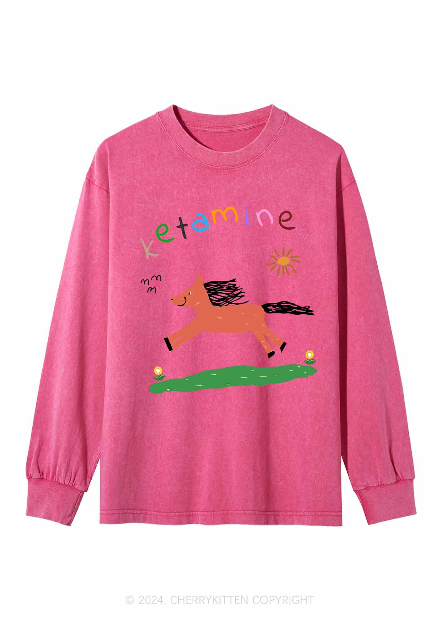 Orange Pony Y2K Washed Long Sleeves Cherrykitten - Image 3