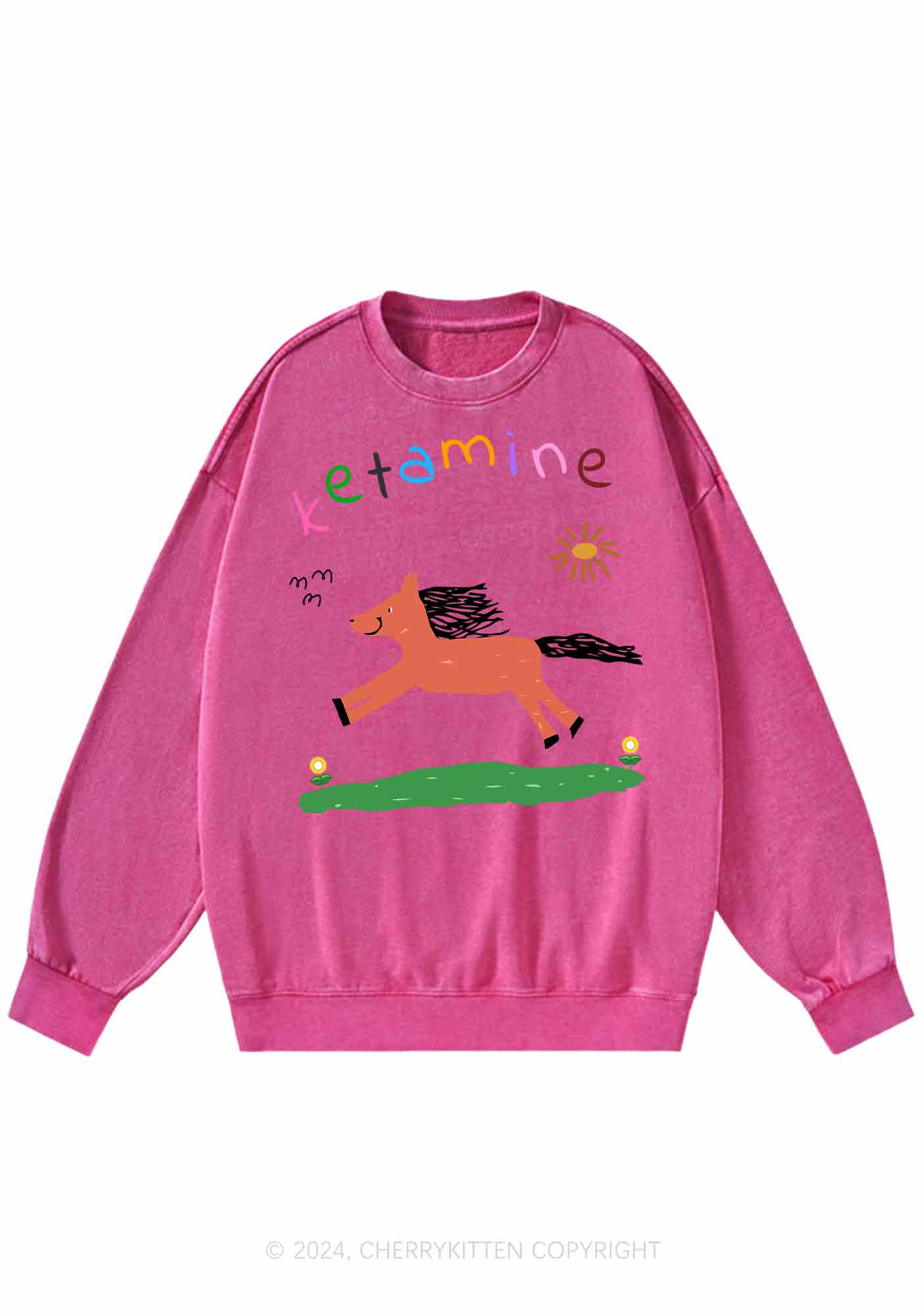 Orange Pony Y2K Washed Sweatshirts Cherrykitten - Image 4