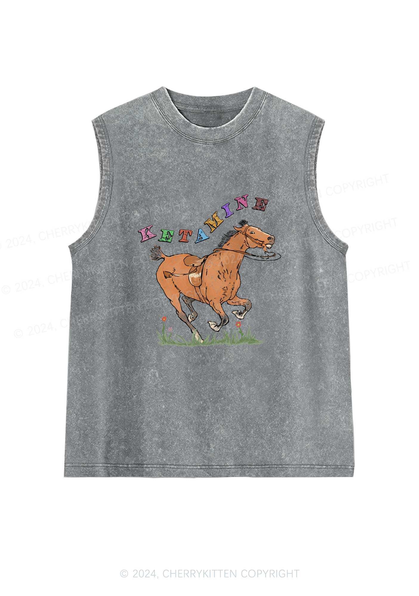Orange Pony Y2K Washed Tank Cherrykitten - Image 3