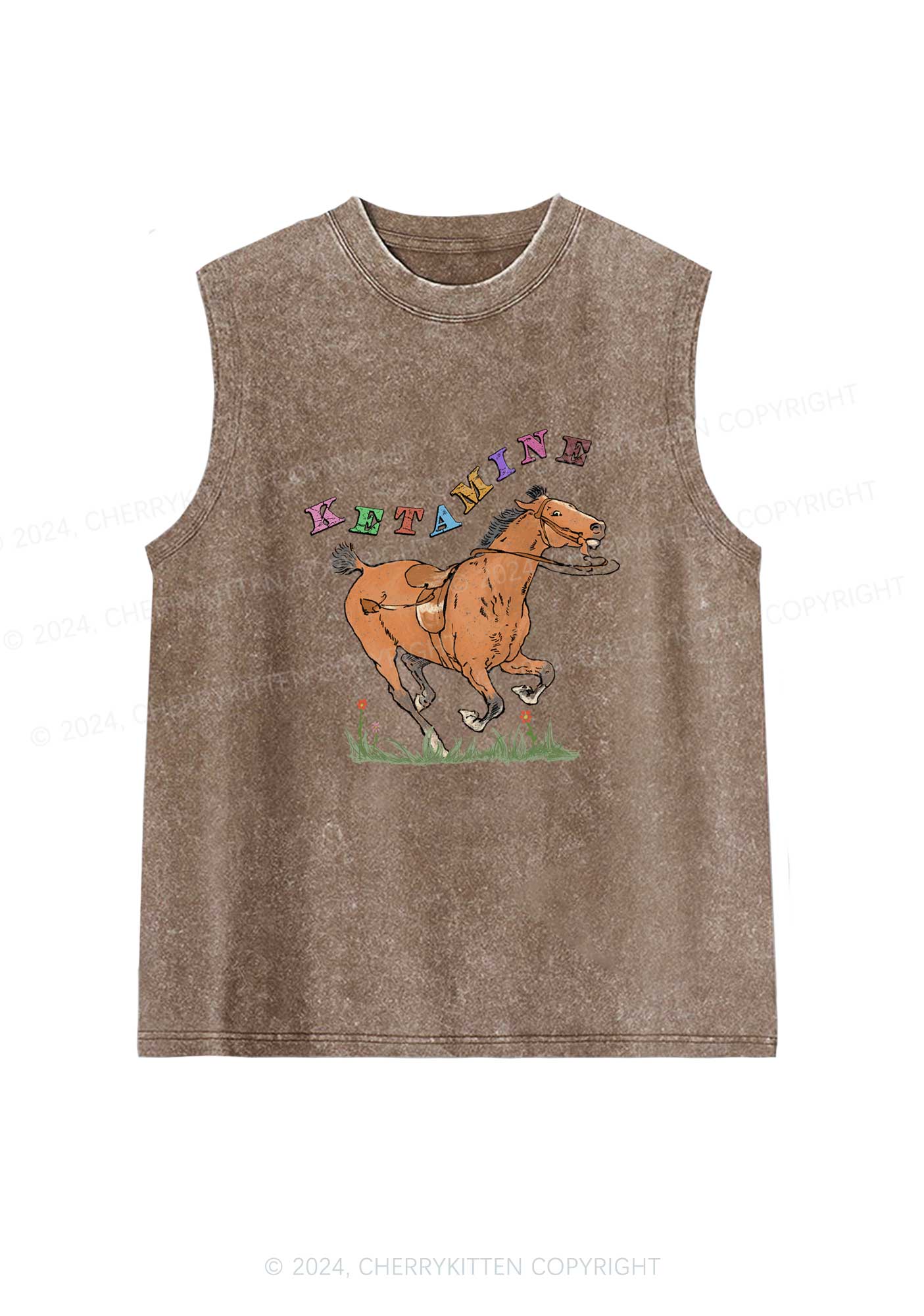 Orange Pony Y2K Washed Tank Cherrykitten - Image 4