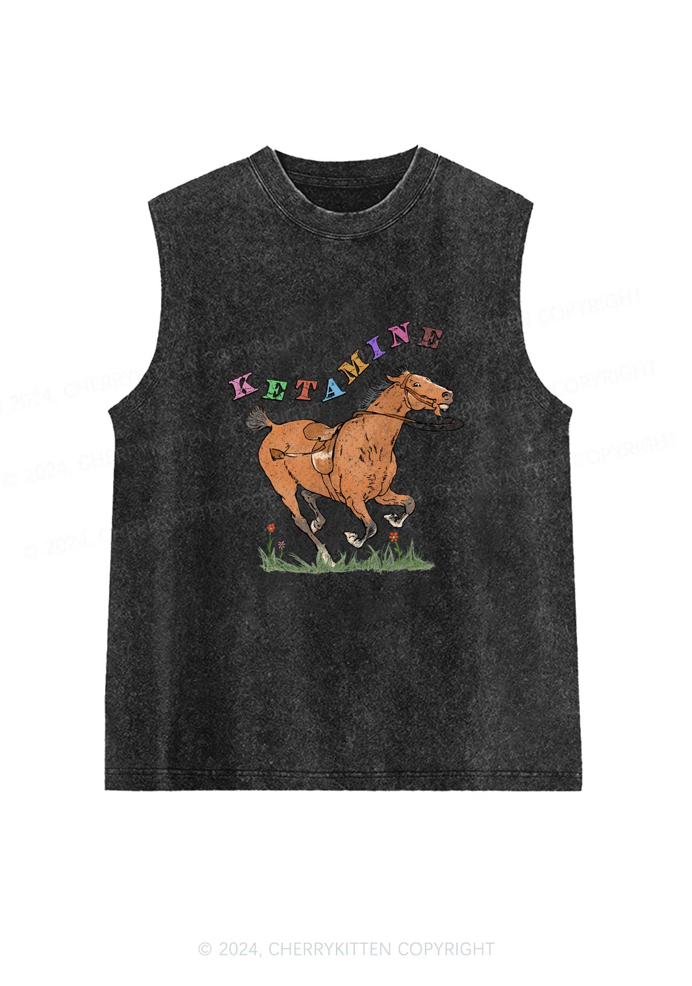 Orange Pony Y2K Washed Tank Cherrykitten - Image 5