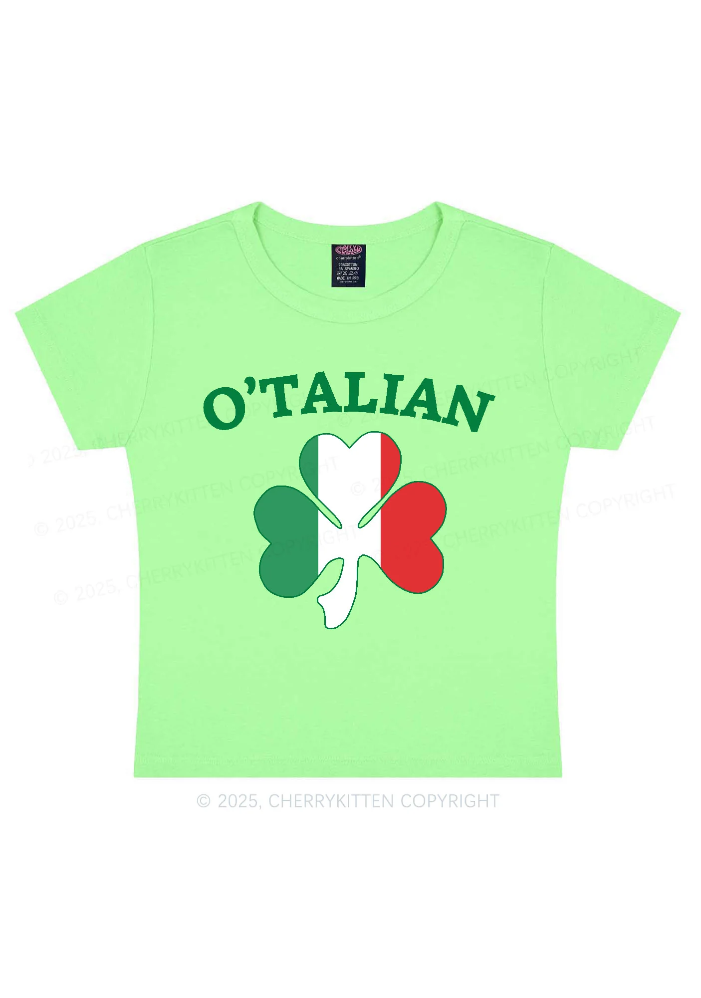 OTalian Shamrock St Patricks Y2K Baby Tee Cherrykitten - Image 12