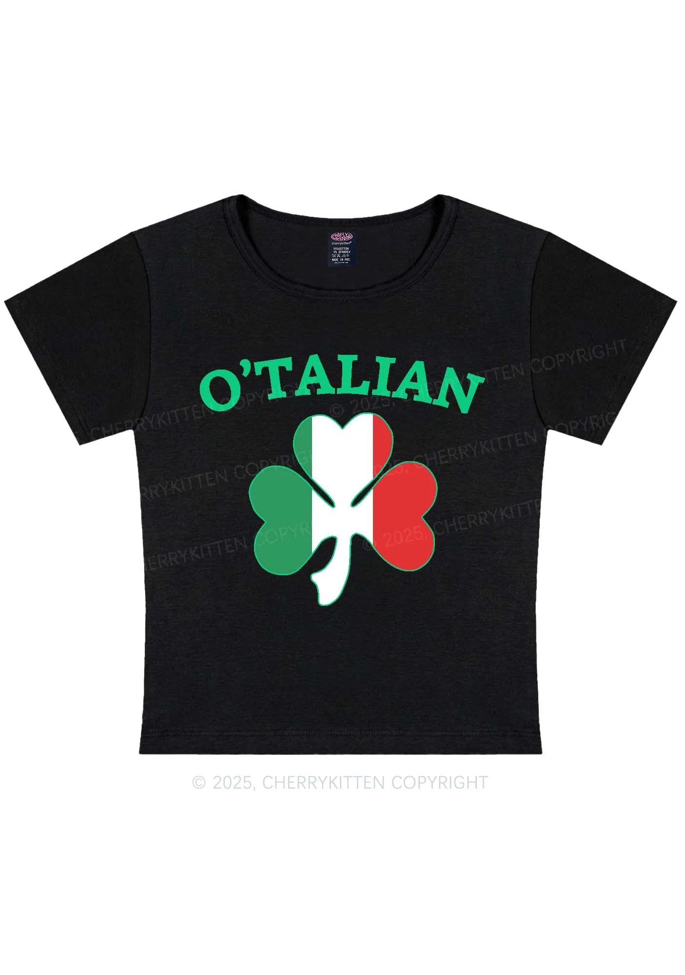 OTalian Shamrock St Patricks Y2K Baby Tee Cherrykitten - Image 3