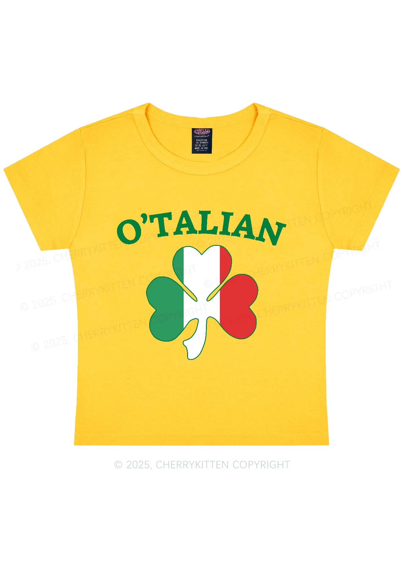 OTalian Shamrock St Patricks Y2K Baby Tee Cherrykitten - Image 4