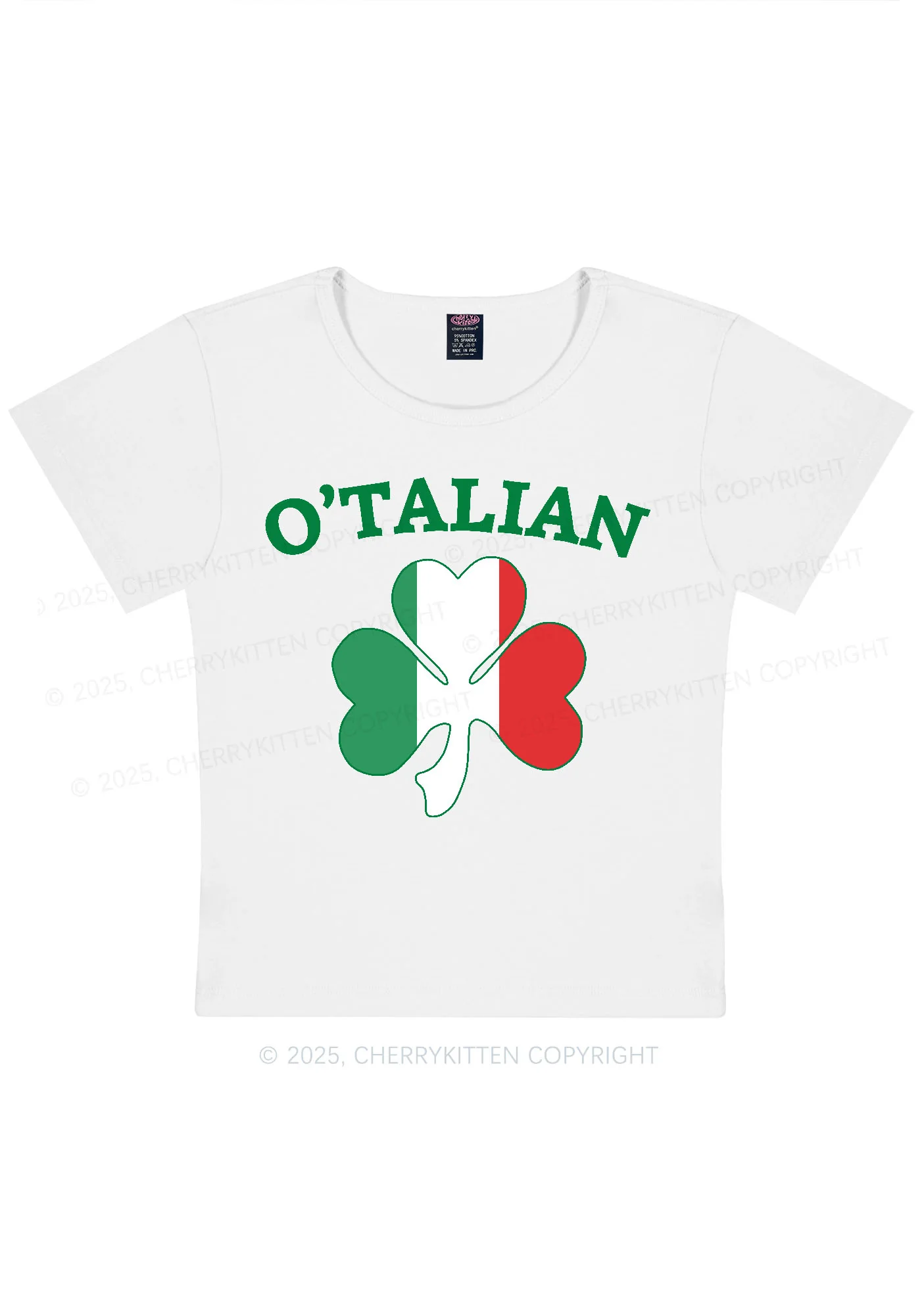 OTalian Shamrock St Patricks Y2K Baby Tee Cherrykitten - Image 5