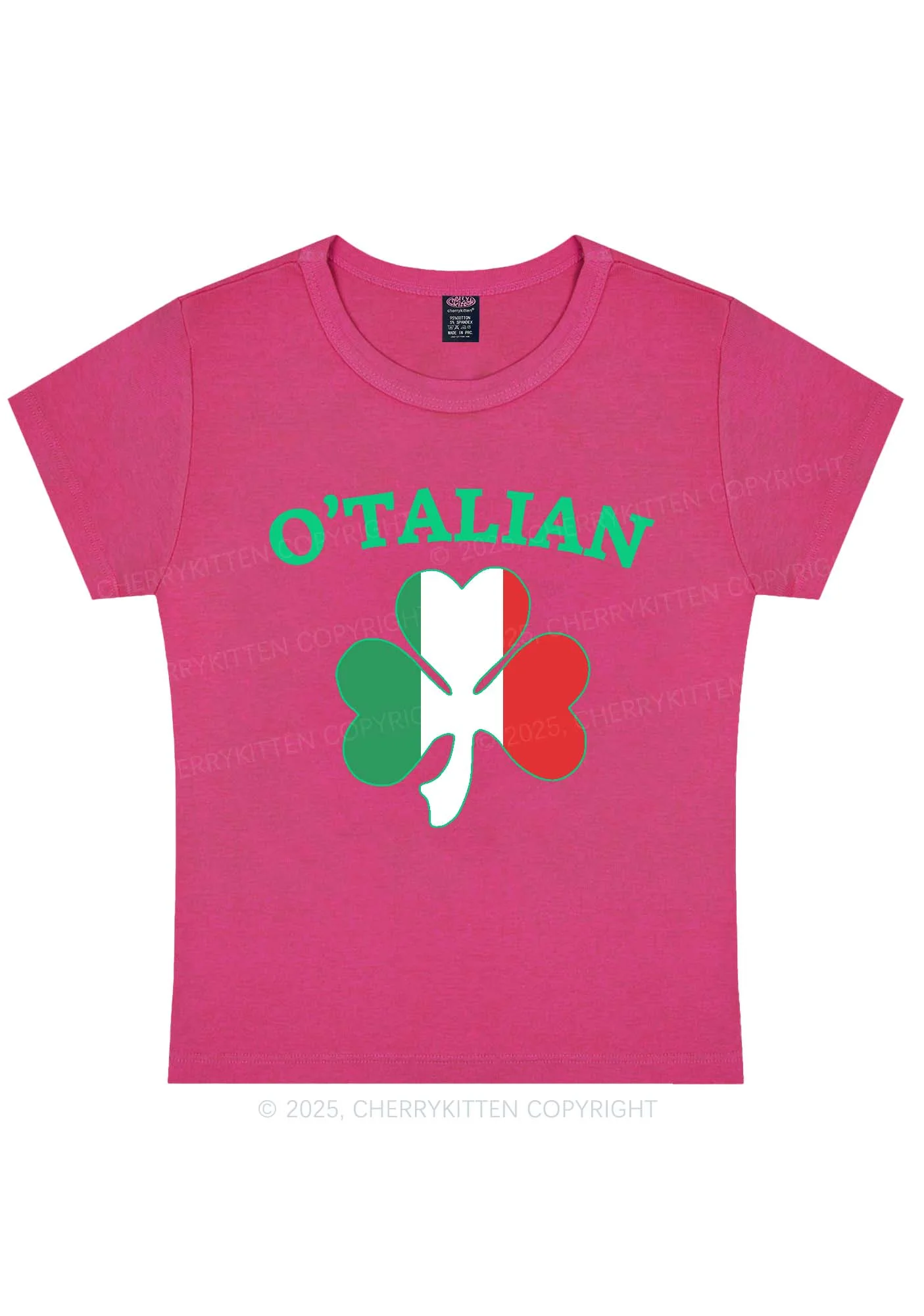 OTalian Shamrock St Patricks Y2K Baby Tee Cherrykitten - Image 7