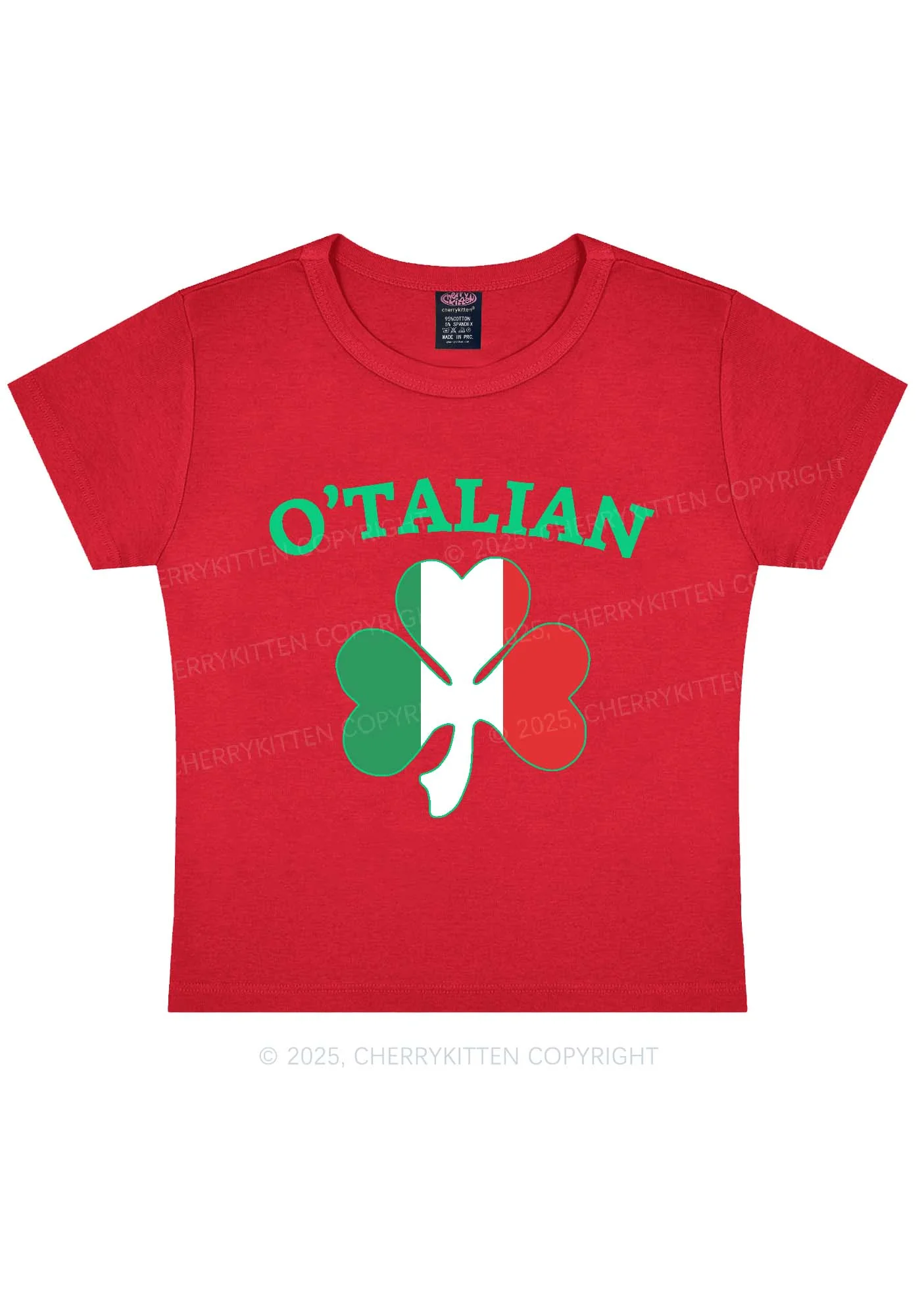 OTalian Shamrock St Patricks Y2K Baby Tee Cherrykitten - Image 8