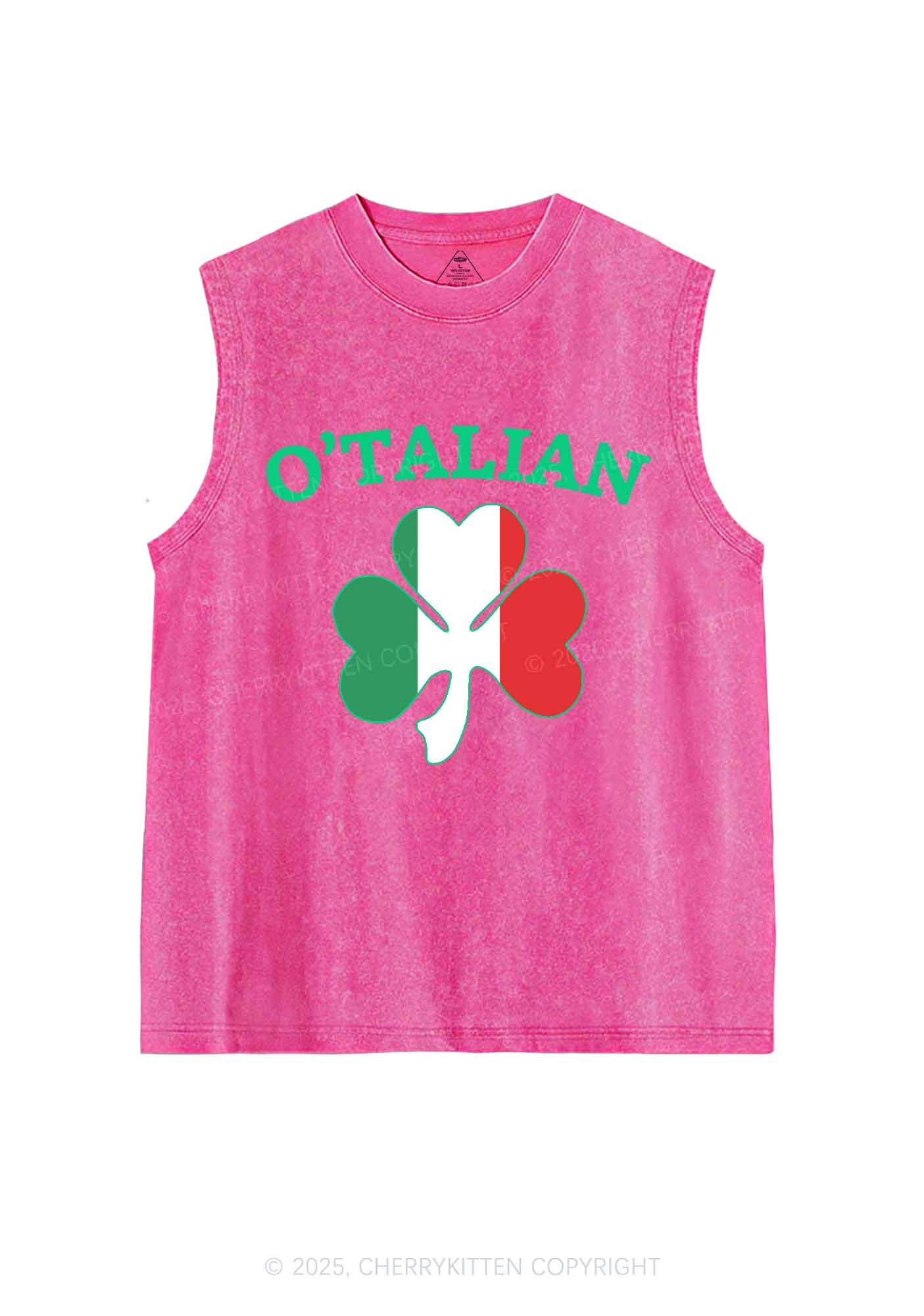 OTalian Shamrock St Patricks Y2K Washed Tank Cherrykitten - Image 4