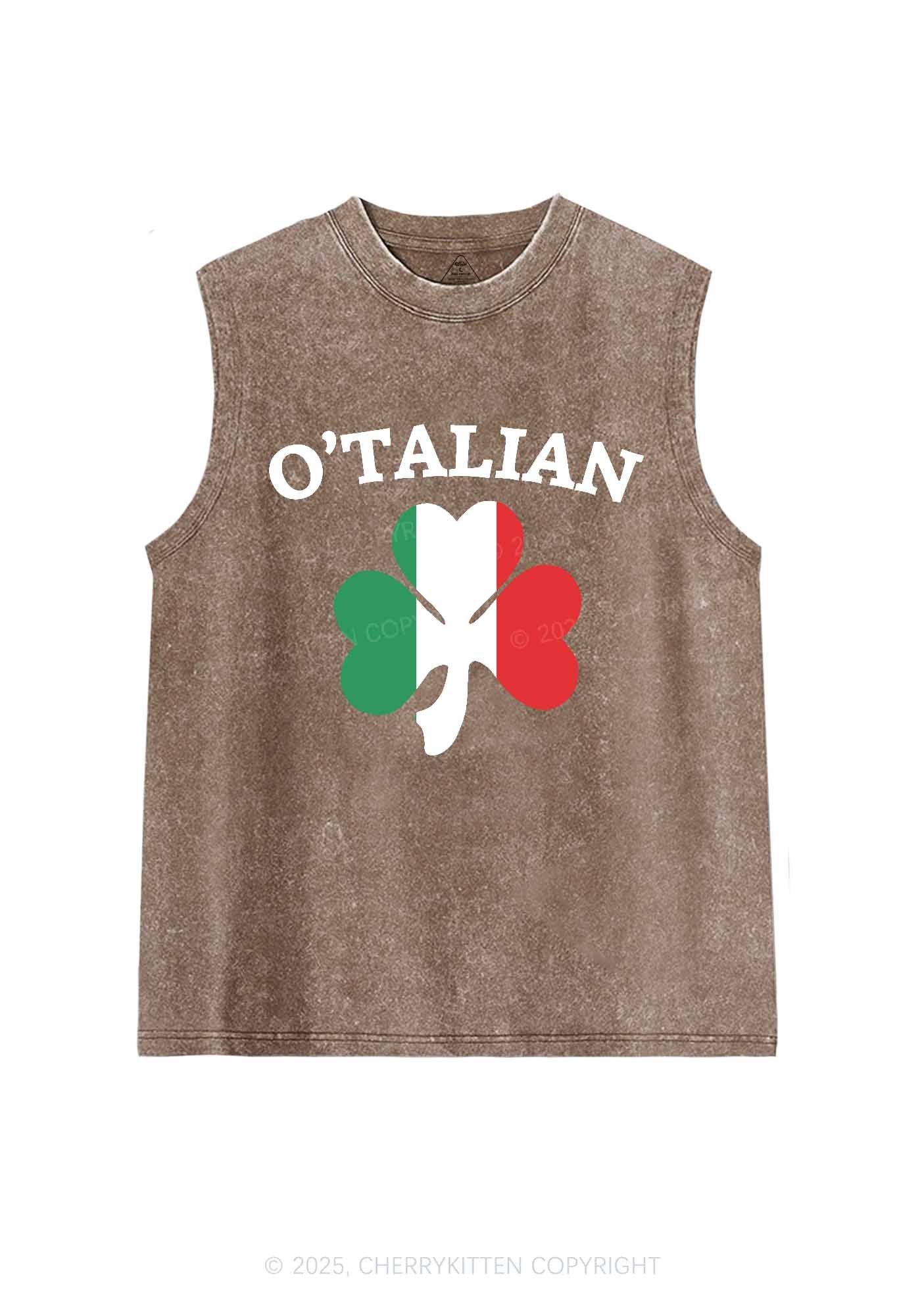 OTalian Shamrock St Patricks Y2K Washed Tank Cherrykitten - Image 6