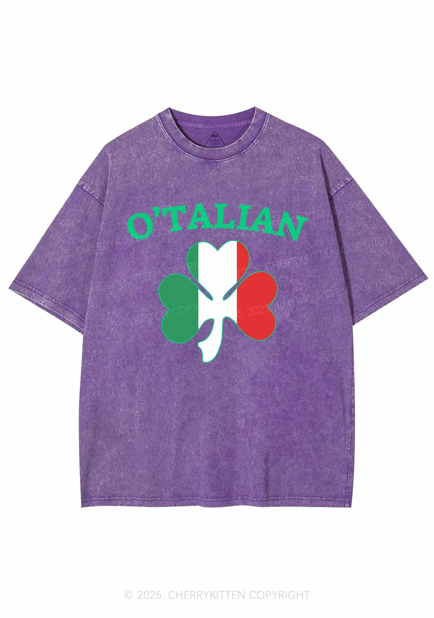 OTalian Shamrock St Patricks Y2K Washed Tee Cherrykitten - Image 6
