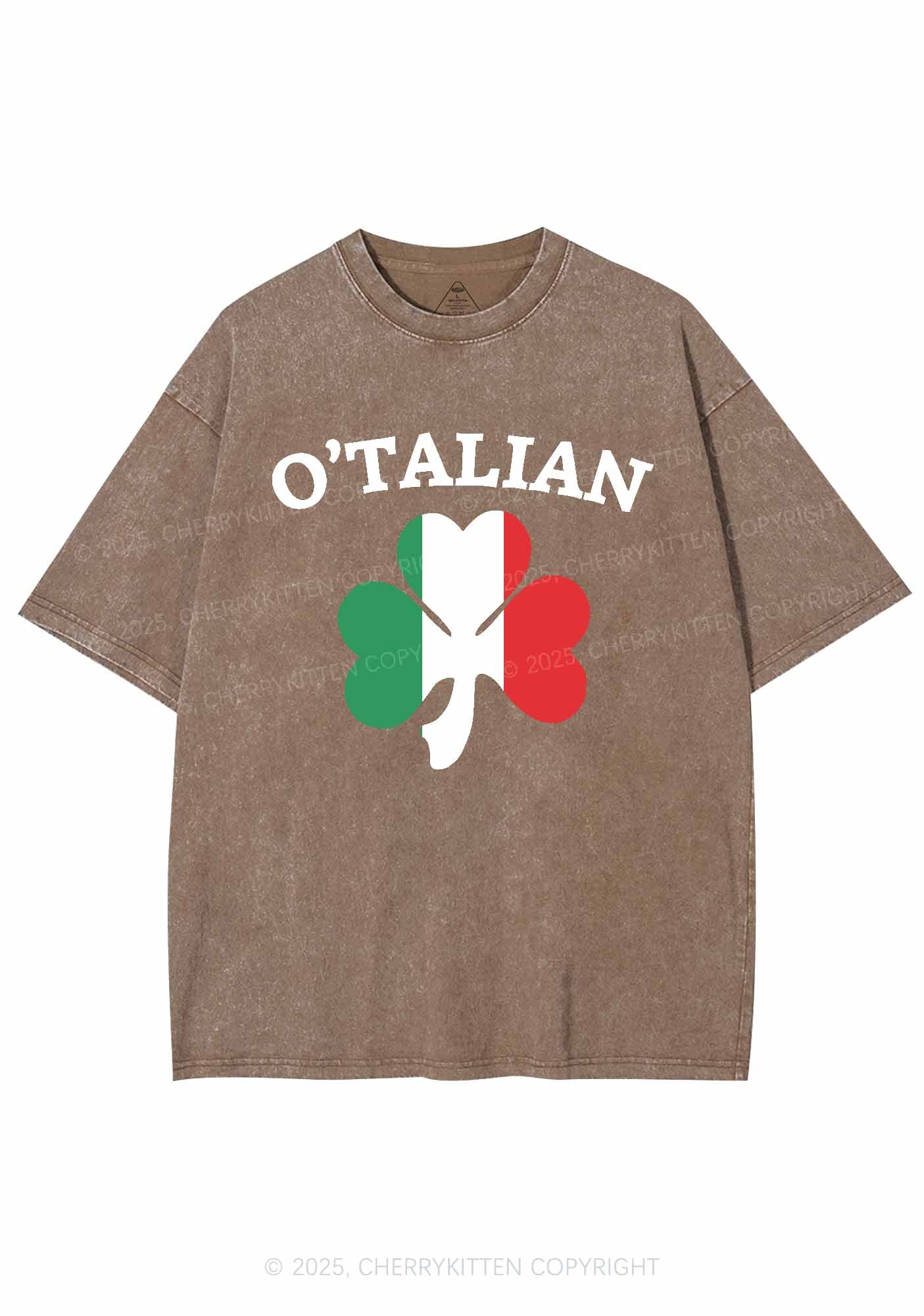 OTalian Shamrock St Patricks Y2K Washed Tee Cherrykitten - Image 8