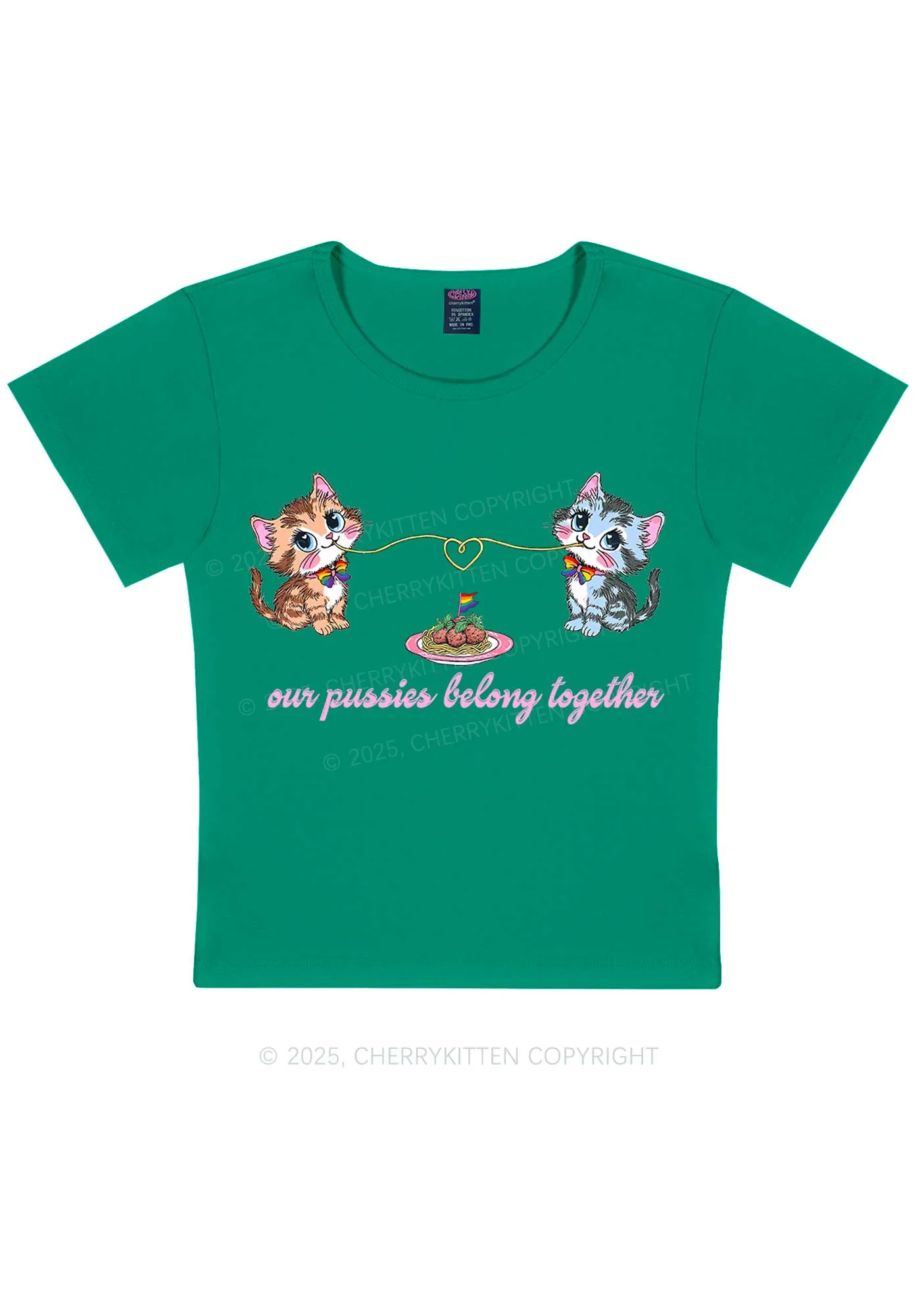 Our Puxxies Belong Together Pride Y2K Baby Tee Cherrykitten - Image 11