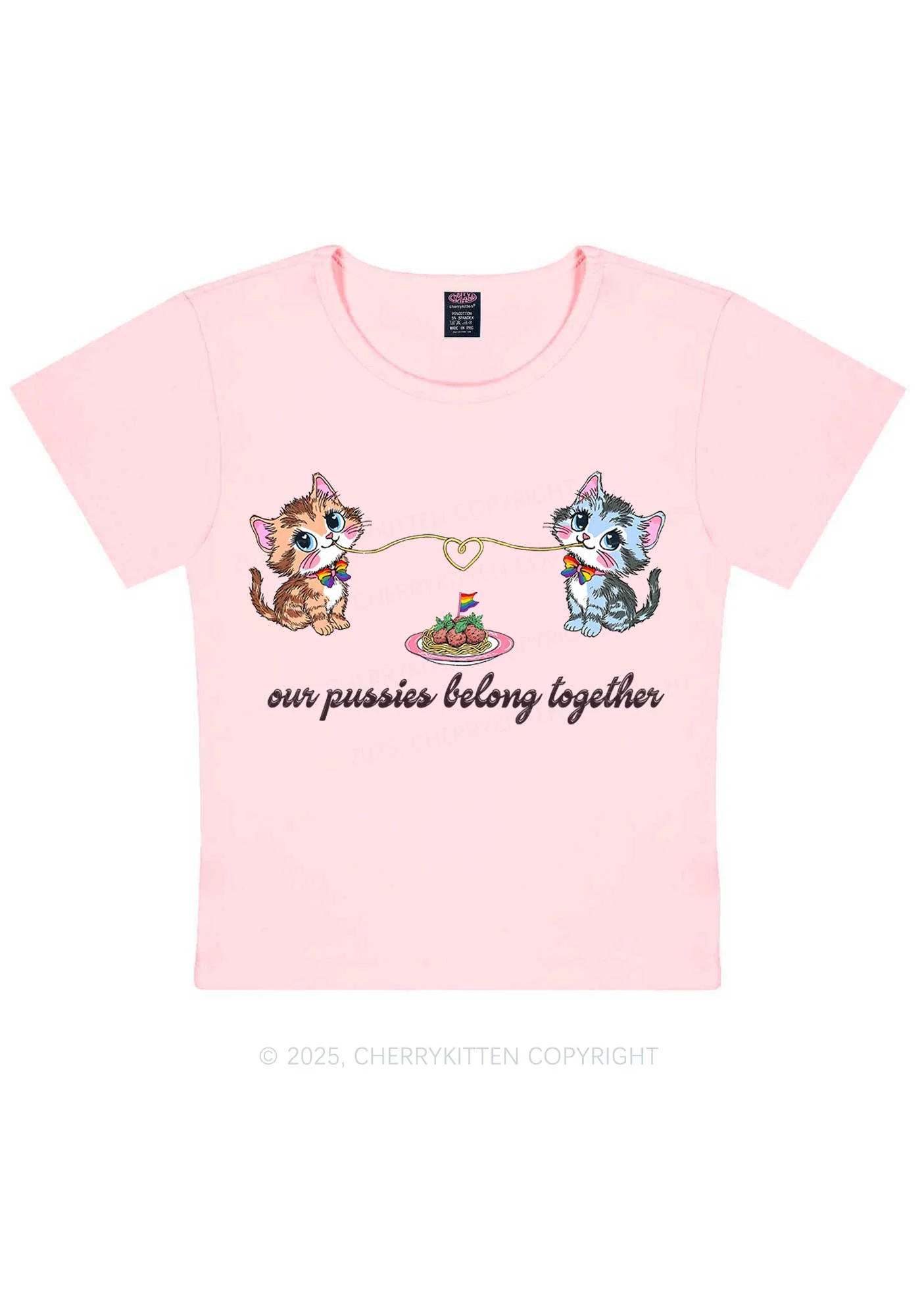 Our Puxxies Belong Together Pride Y2K Baby Tee Cherrykitten - Image 12
