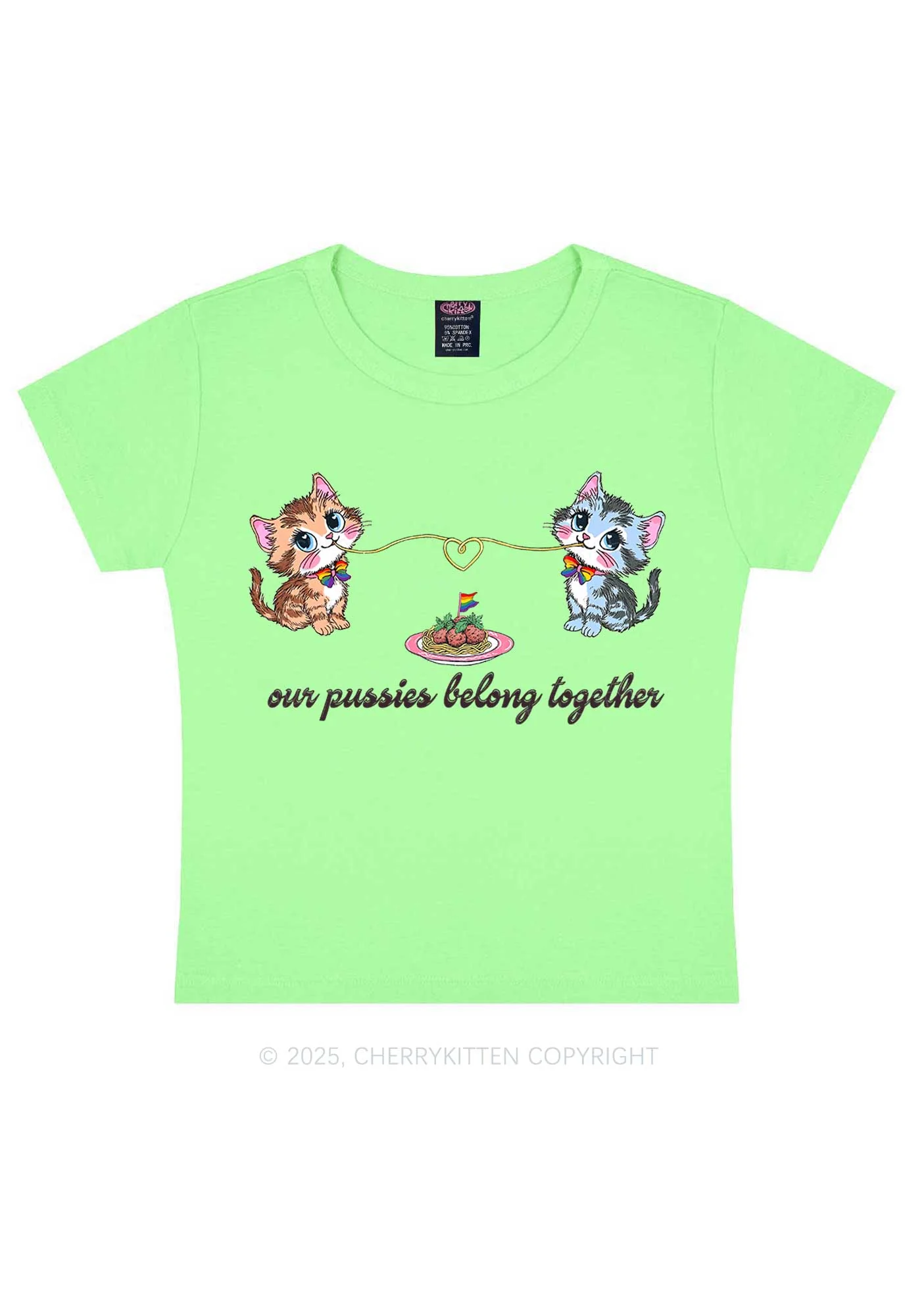 Our Puxxies Belong Together Pride Y2K Baby Tee Cherrykitten - Image 13